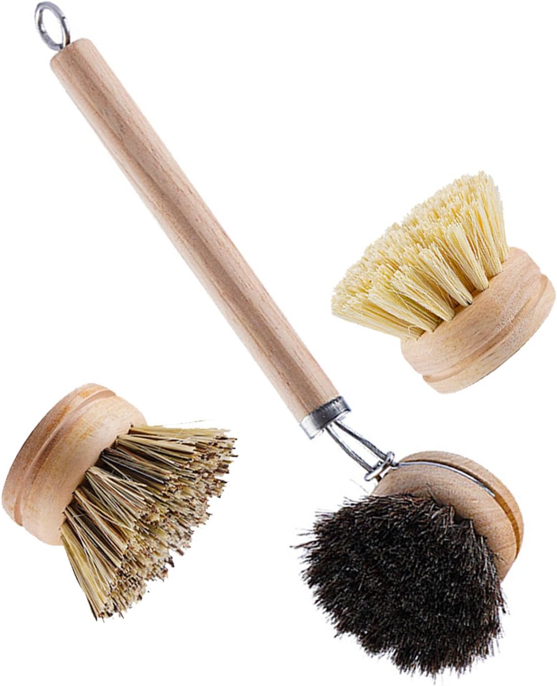 Bamboo Dish Brush with Replaceable Heads and Handle