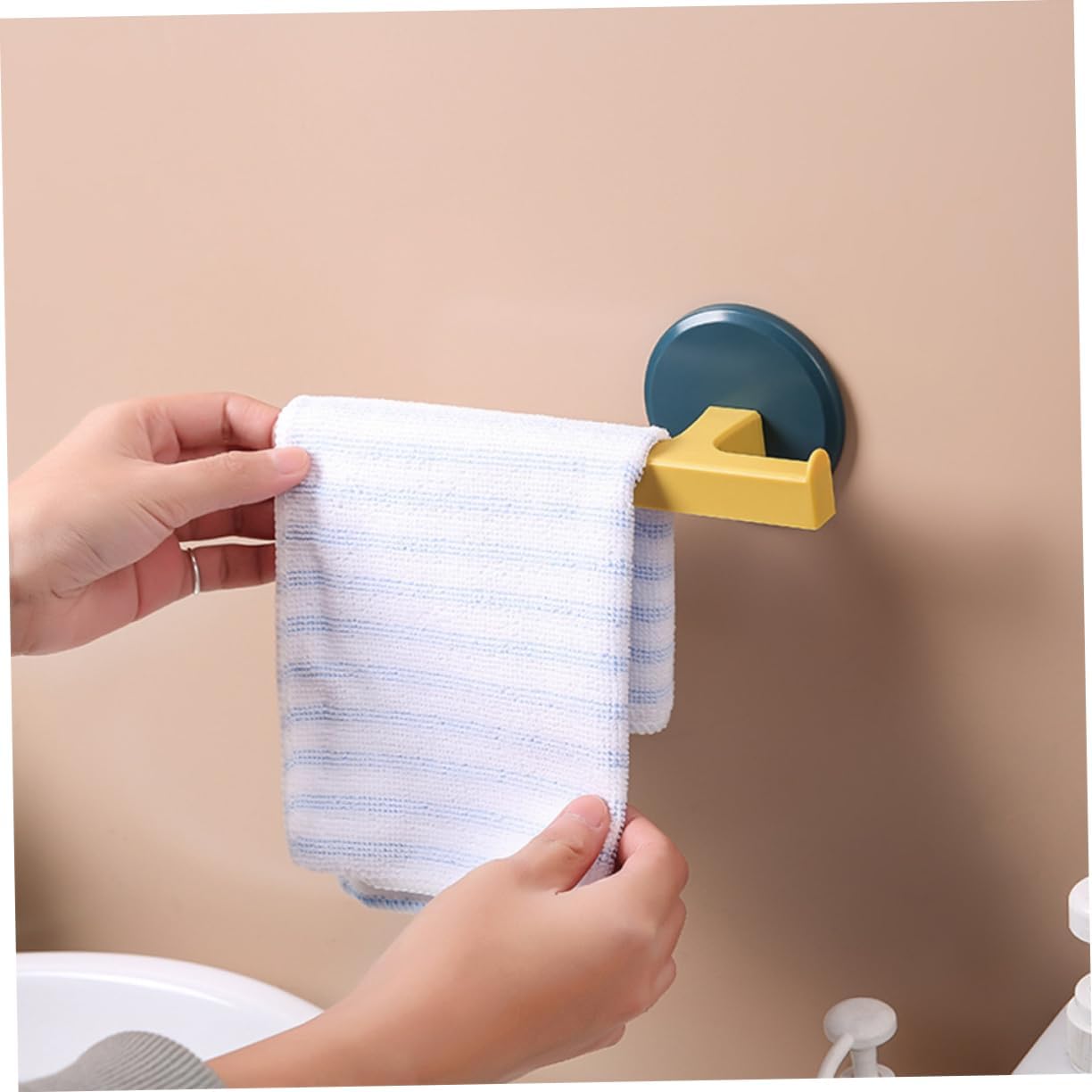 MAGICLULU 2Pcs Wall Mounted Towel Rack with Punch Design Blue