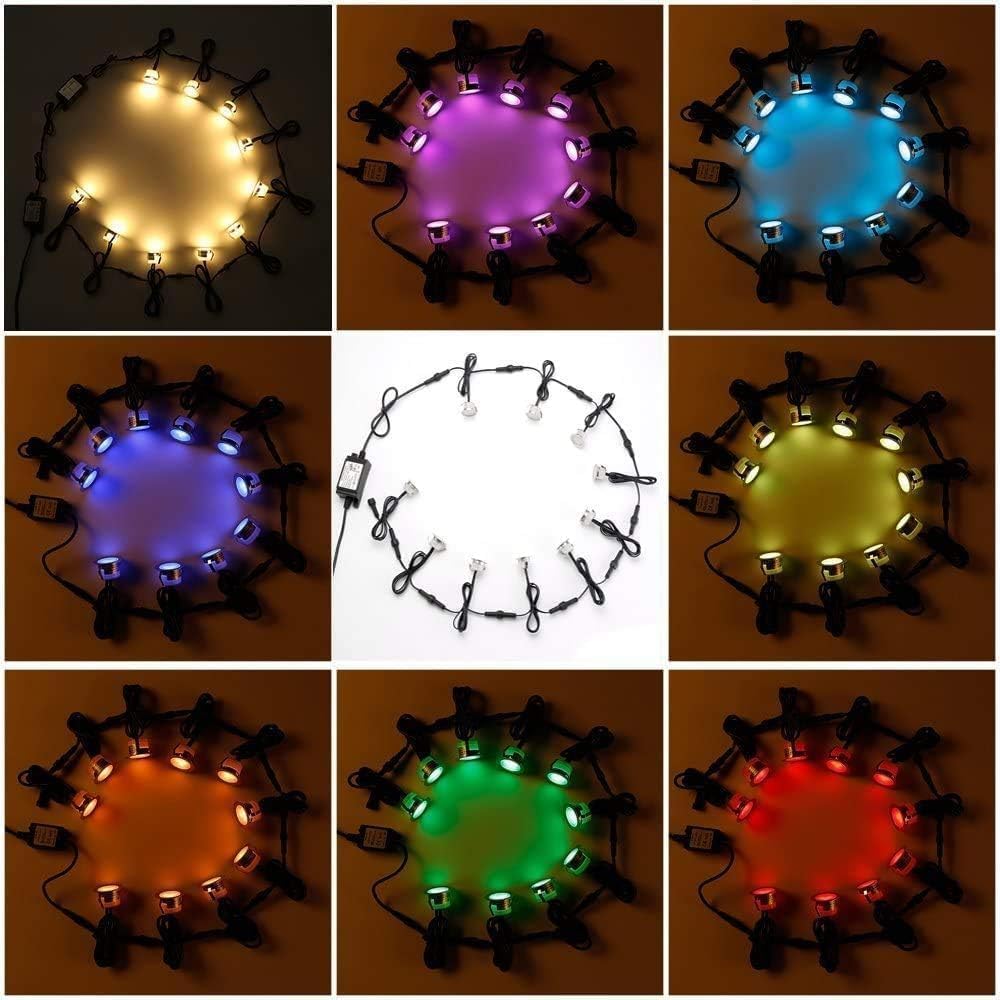 Sumaote LED Deck Lights Kit - 30pcs RGBW WiFi Smart Outdoor Landscape Lighting