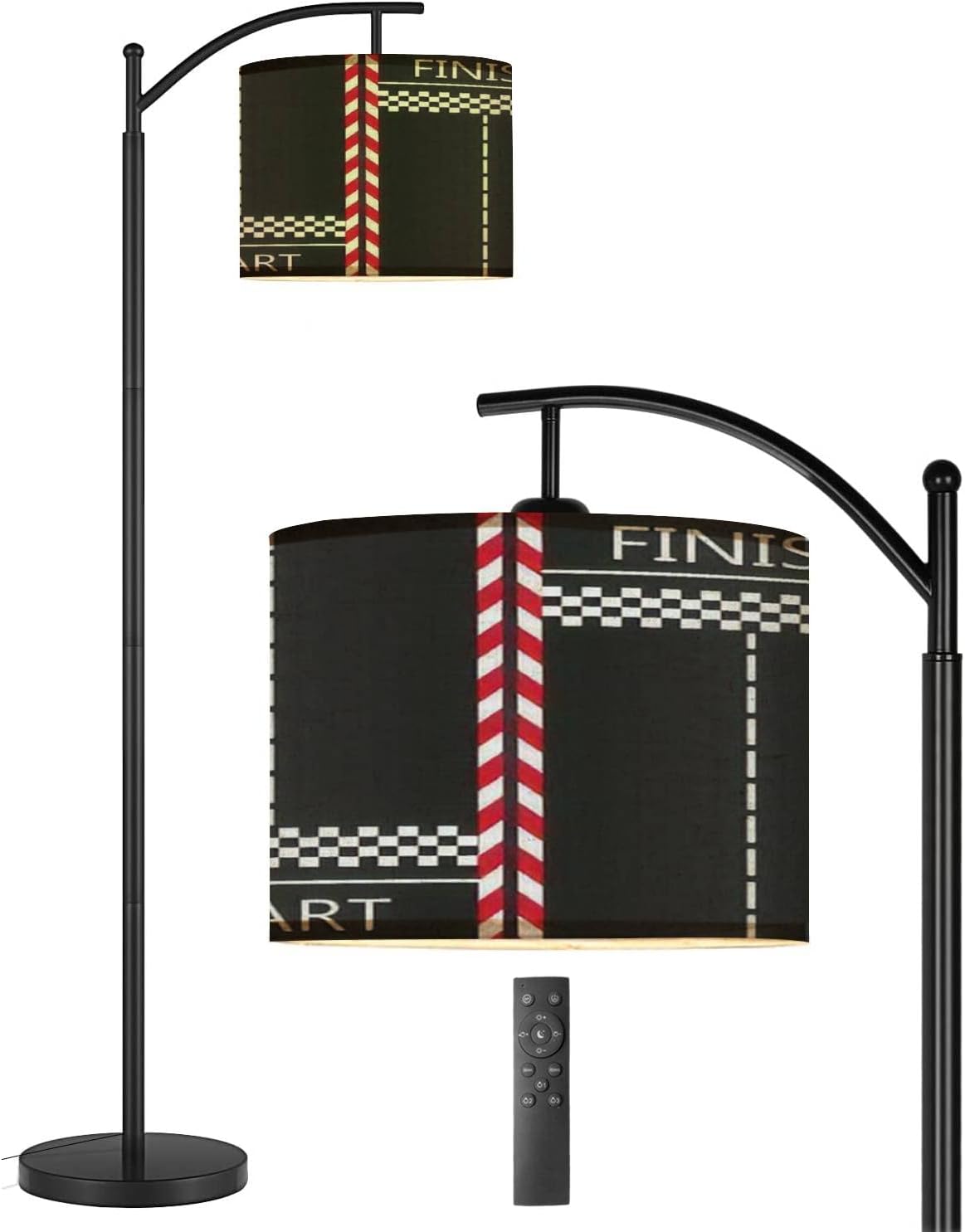 Arc Floor Lamp with Remote Control and Footswitch Black