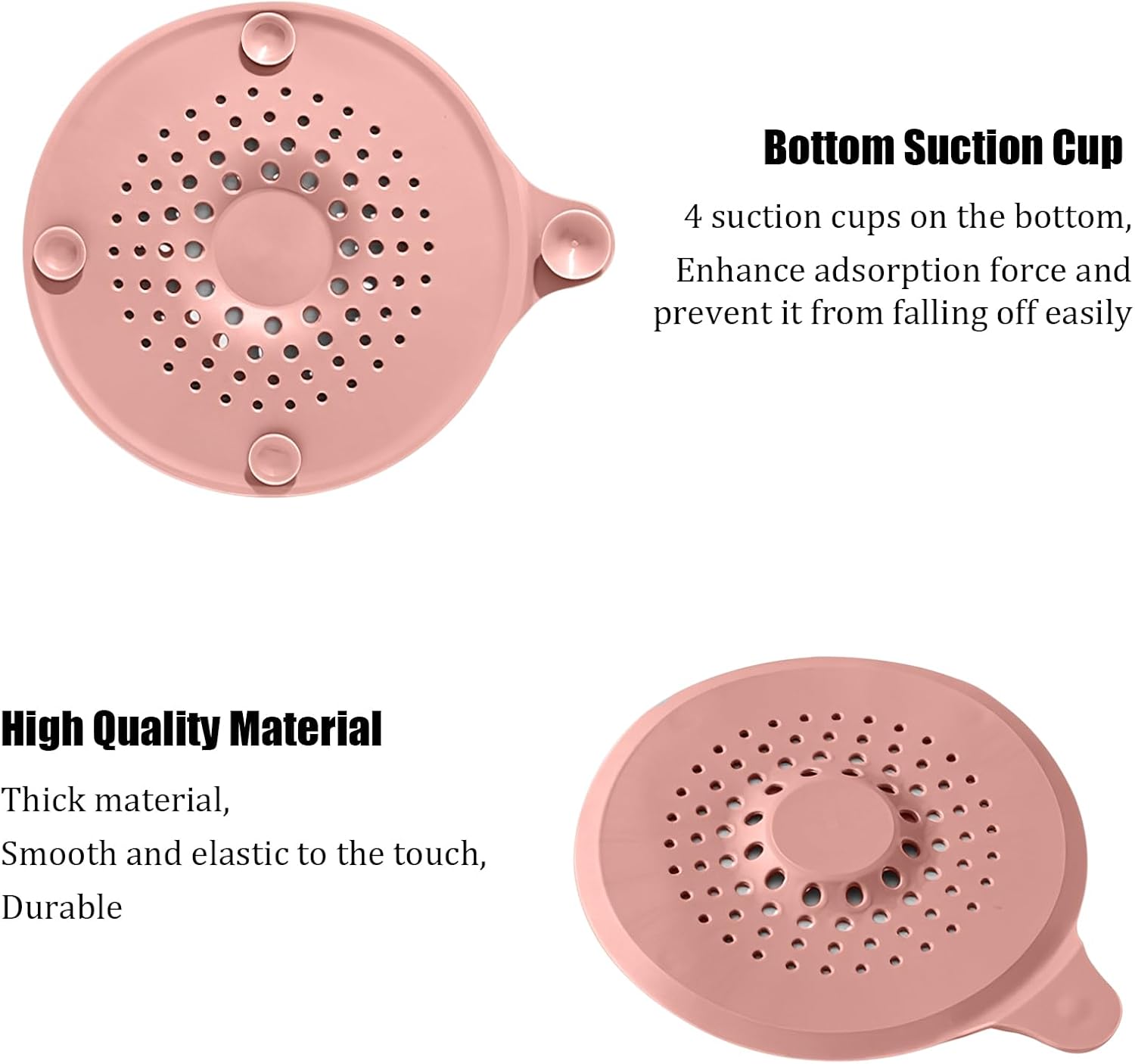 4 Pack Silicone Hair Catcher with Suction Cup for Drains