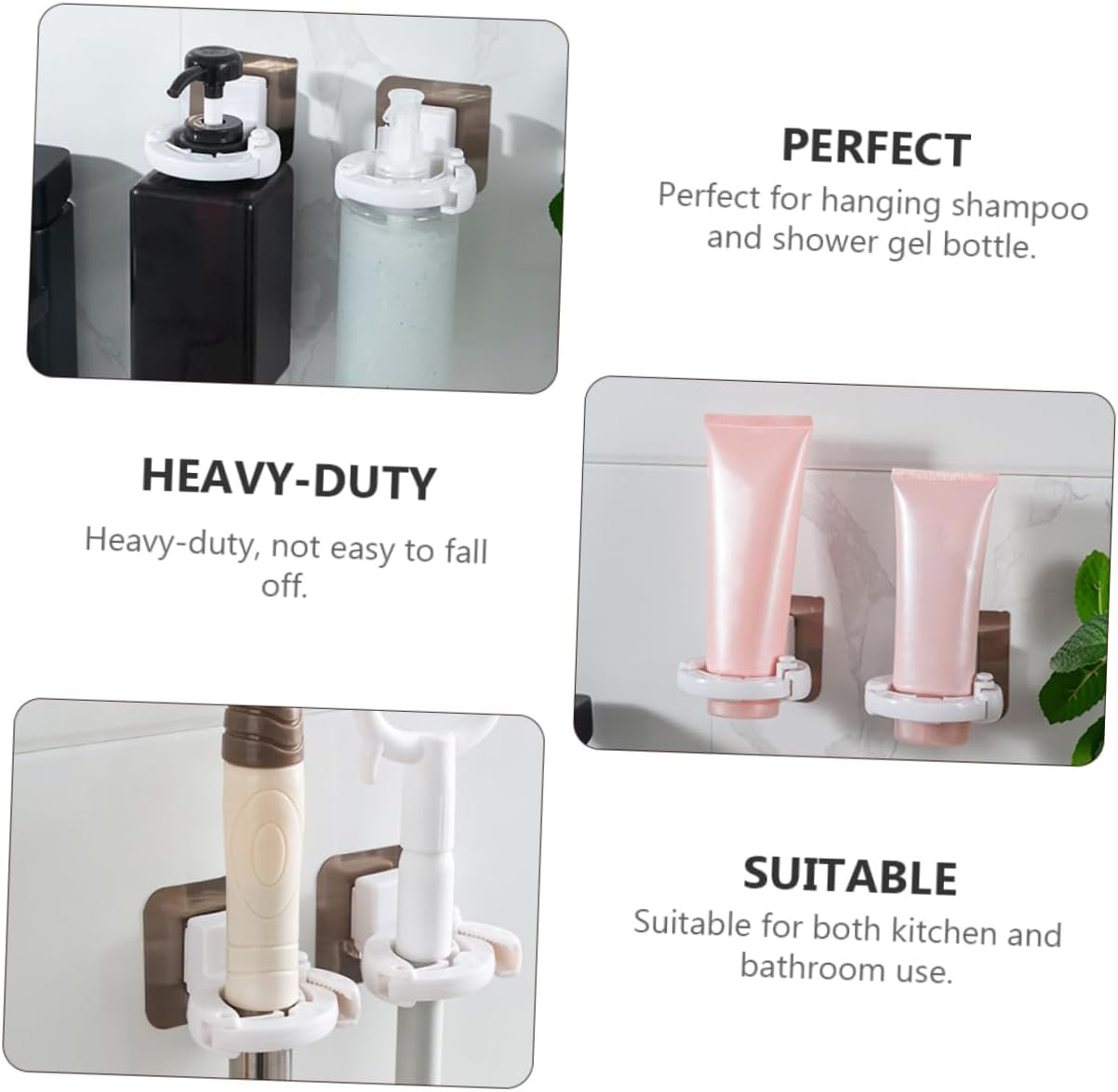 KONTONTY 3pcs Shower Gel Bottle Rack Anti-Falling Wall No Punching