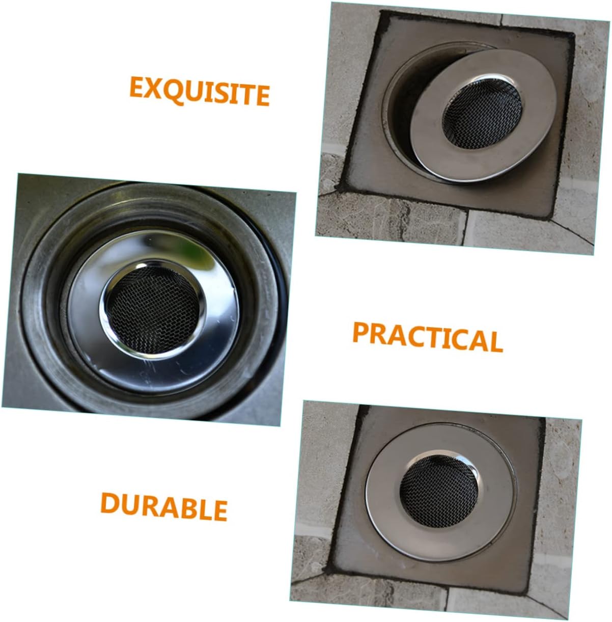 NUOBESTY 3Pcs Stainless Steel Drain Hair Catcher