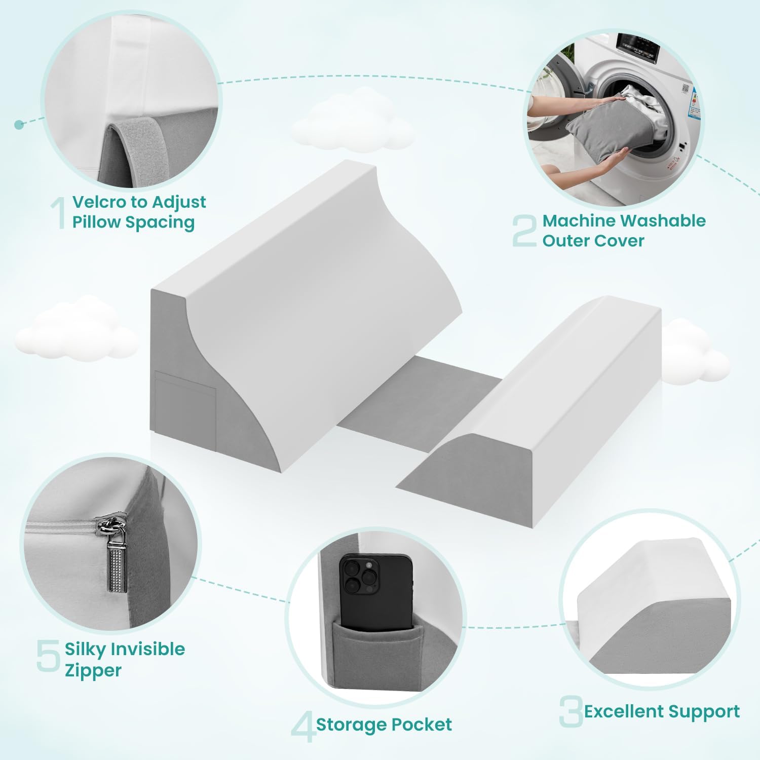 PulPalet Body Pillows - Adjustable Anti Snoring Support for Side Sleepers