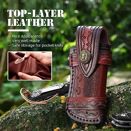 Omesio Folding Knife Sheath for Belt 453 Leather Case