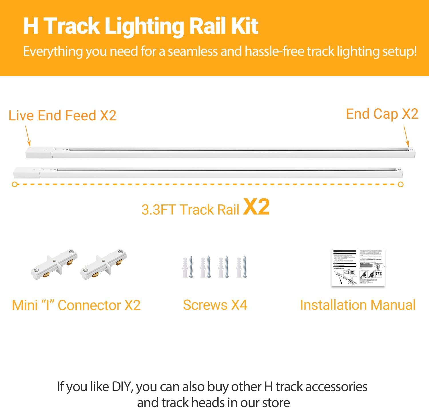 VANoopee H Track Lighting Rails Kit 66FT White 1
