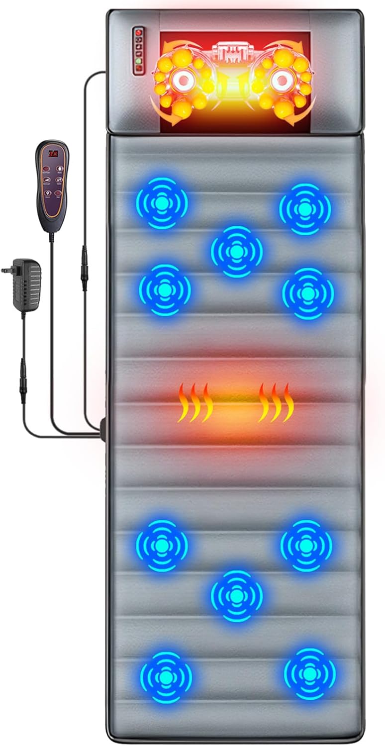 TeqHome Full Body Massage Mat with Heat and Shiatsu Pillow 1