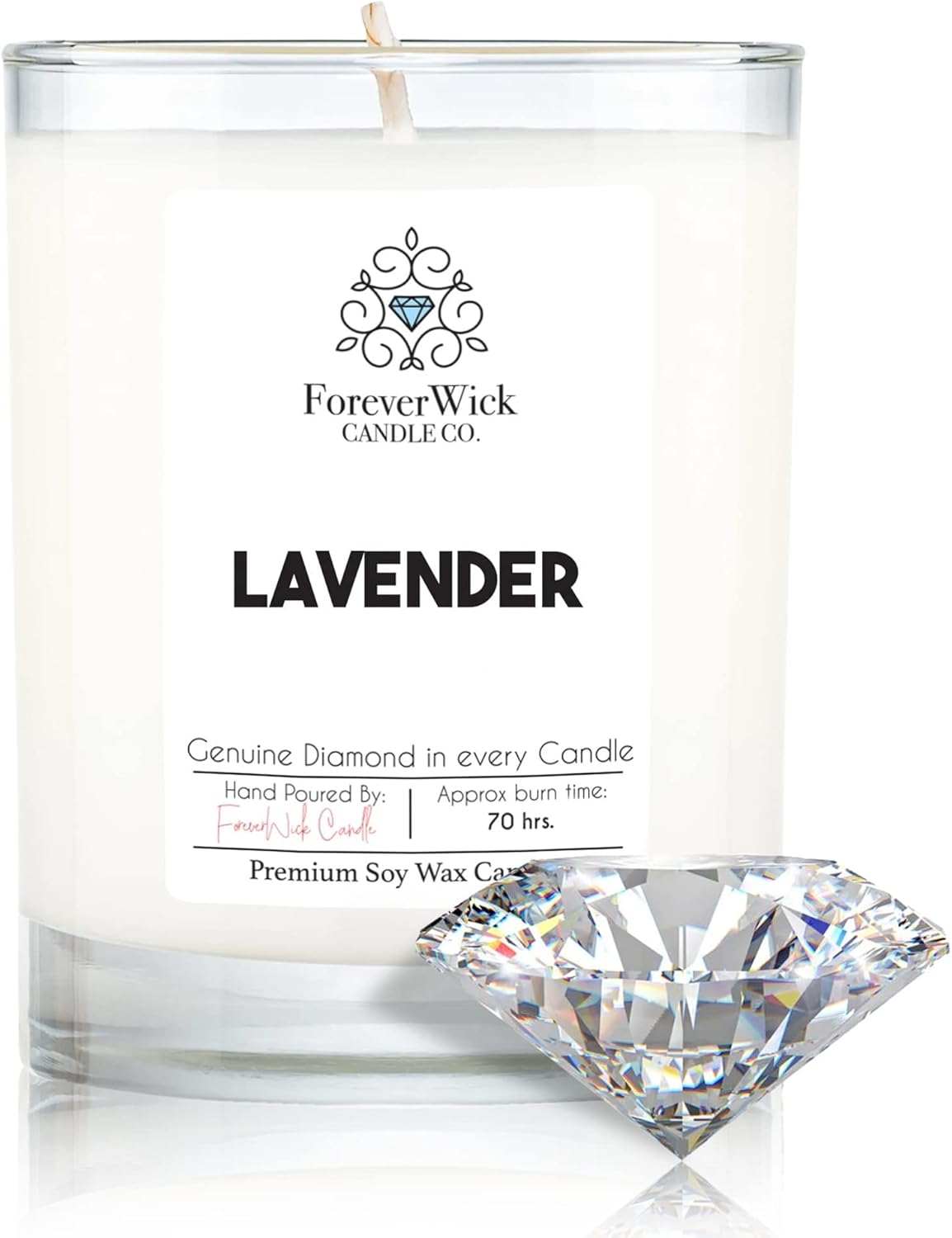 Lavender Magnolia Surprise Candle with Diamond Inside