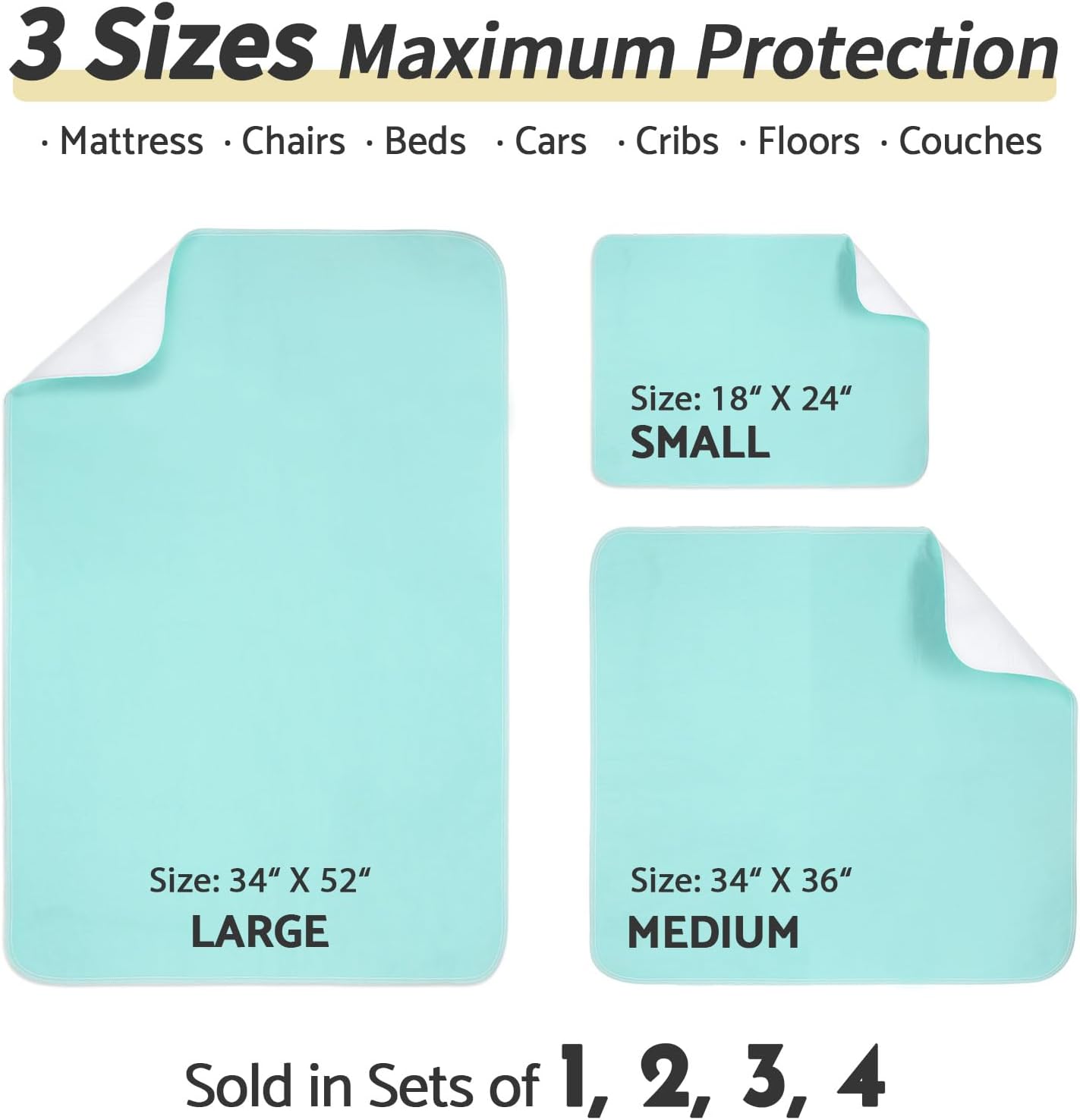 CoolShields Reusable Waterproof Bed Pads 34 x 52 1 Pack