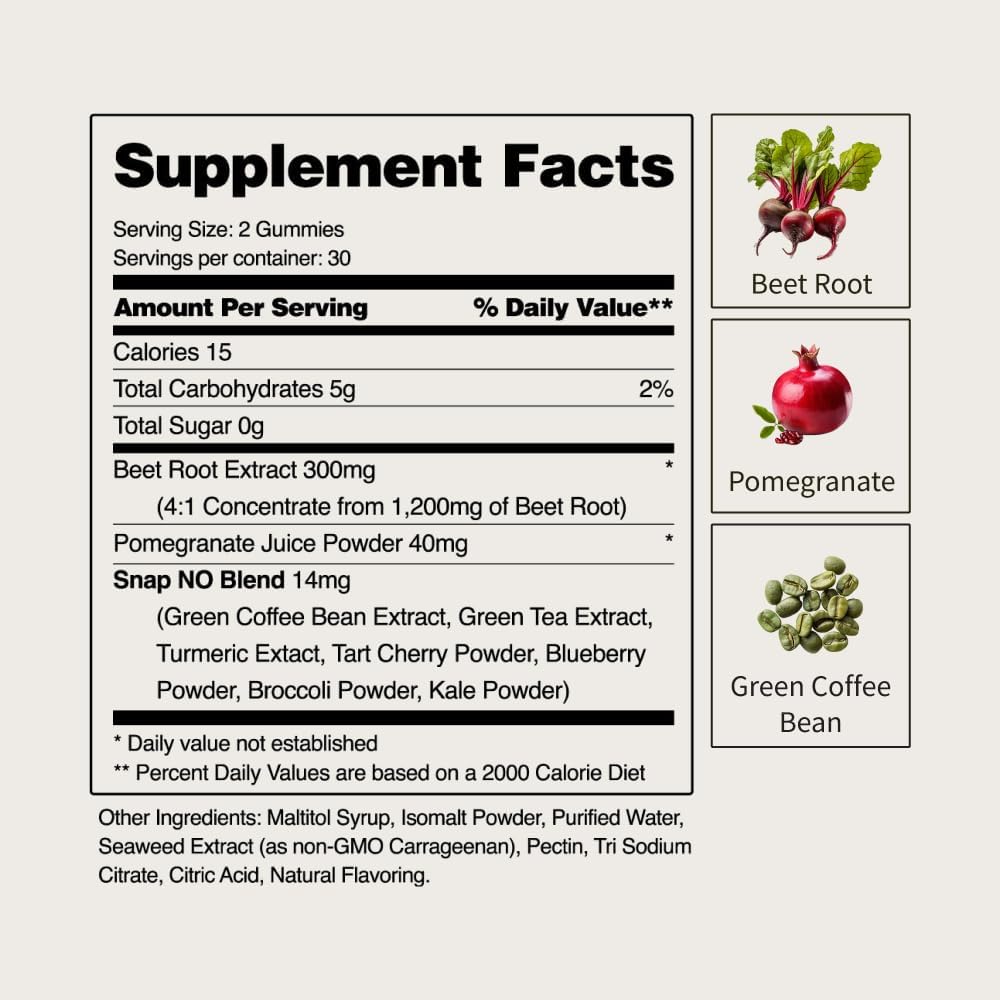 Snap Supplements Heart Beet Gummies 60 Count