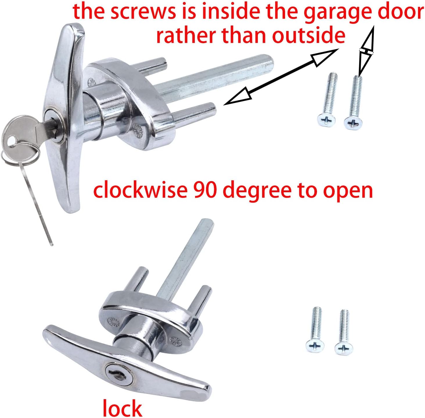 Wedelweib Garage Door T Handle Lock with 2 Keys and Mounting Bolts
