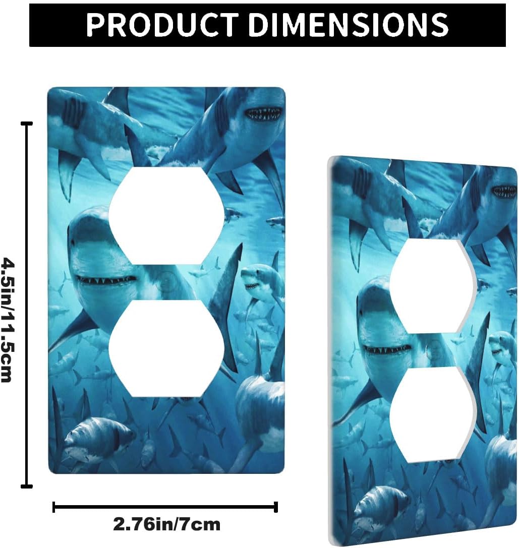 Pznen Shark Themed Wall Plate Cover 1-Gang