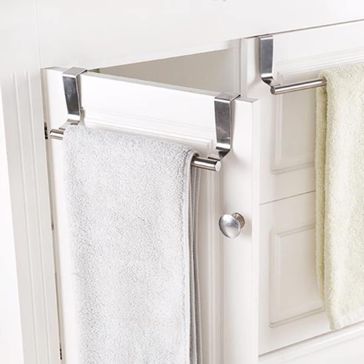 Gadpiparty 2Pcs Stainless Steel Door Towel Bar Hanger Durable Space-Saving
