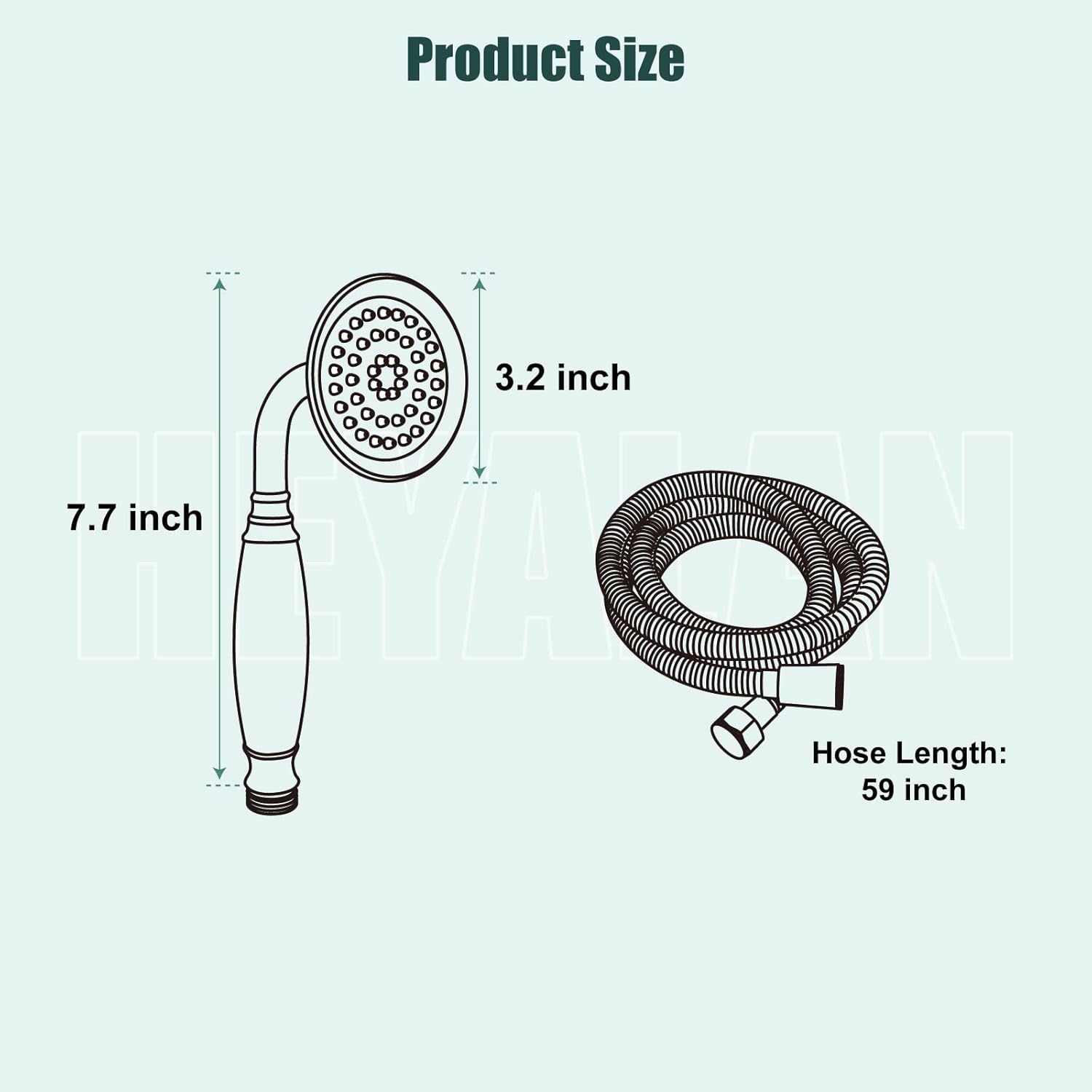 Heyalan Handheld Sprayer Matte Black Brass Showerhead