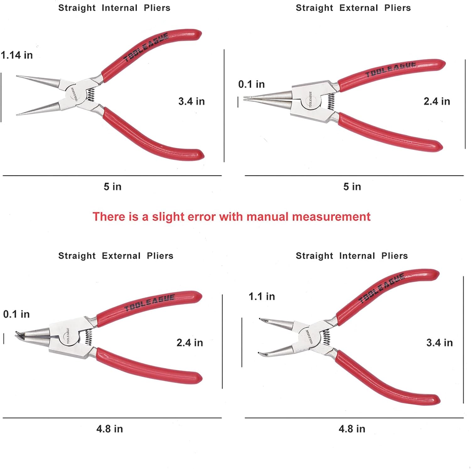 TOOLEAGLE 4 Pcs Snap Ring Pliers Set Heavy Duty