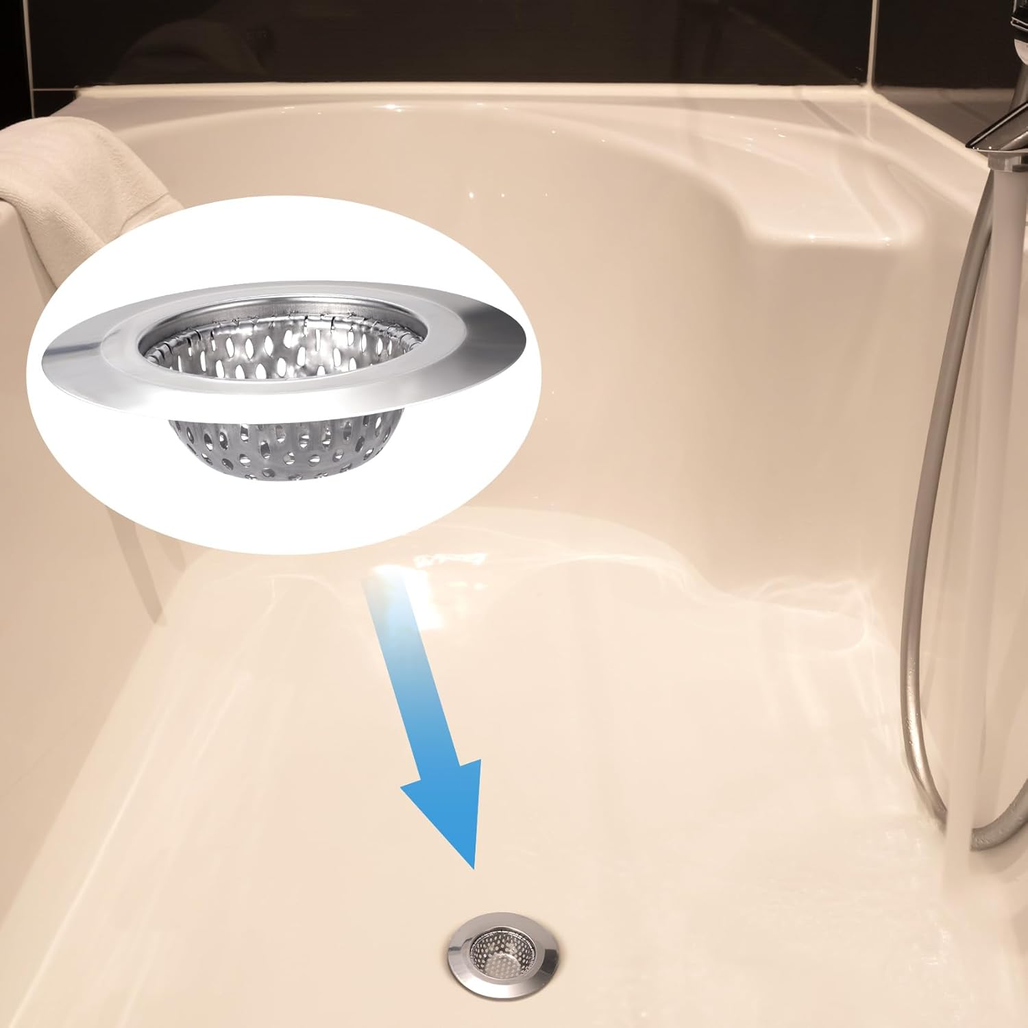 4PCS Stainless Steel Drain Strainers for Kitchen Sink Bath Shower and Laundry
