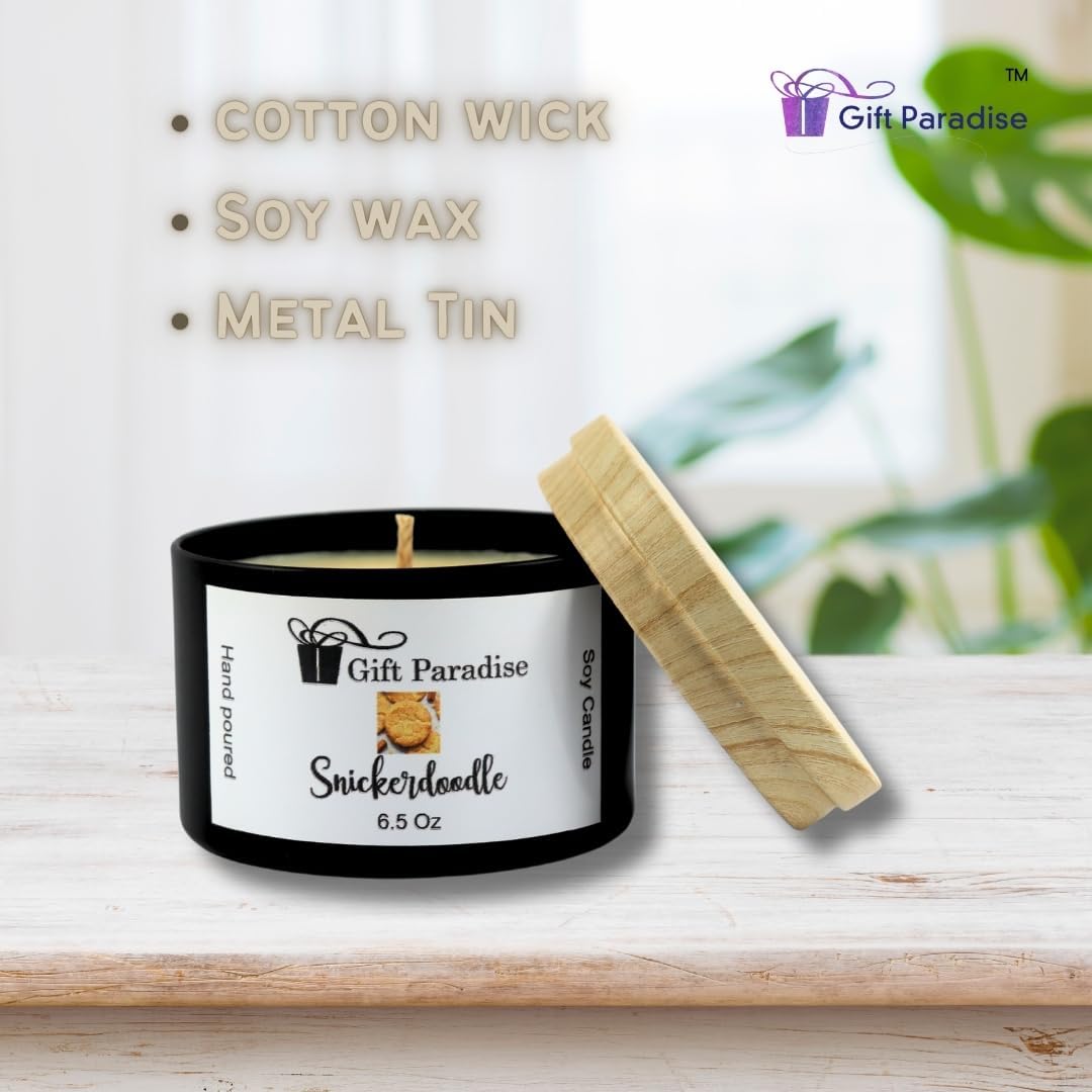 Gift Paradise Snickerdoodle Soy Candle in Black Metal Tin