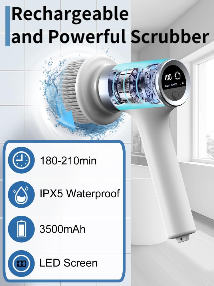 EASETIME Electric Spin Scrubber with 9 Replaceable Heads 1