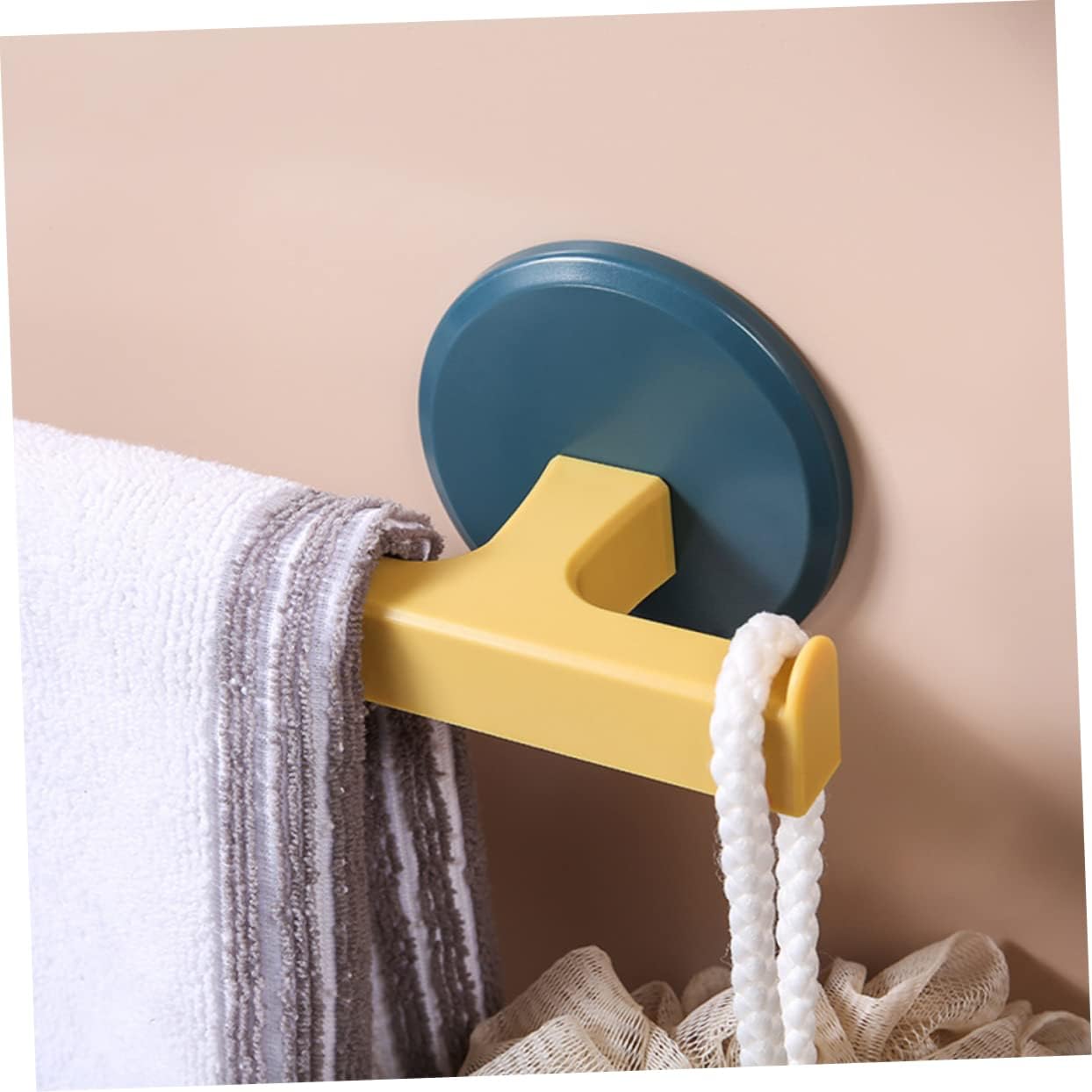 MAGICLULU 2Pcs Wall Mounted Towel Rack with Punch Design Blue