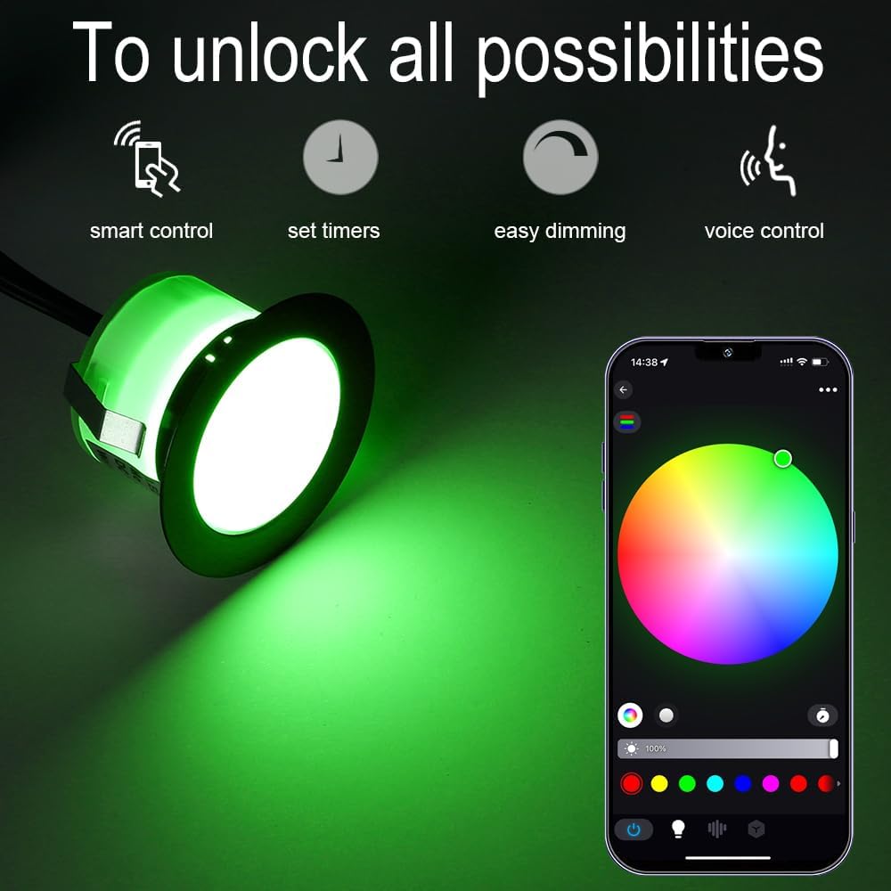 Sumaote 10Pcs LED Deck Light Kit with WiFi Control