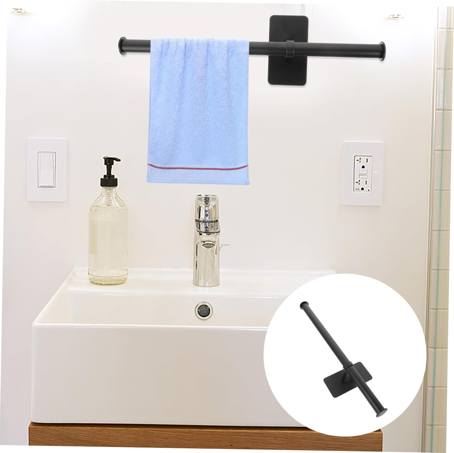 Luxshiny Wall Mounted Towel Bar No Drill Bathroom Organizer
