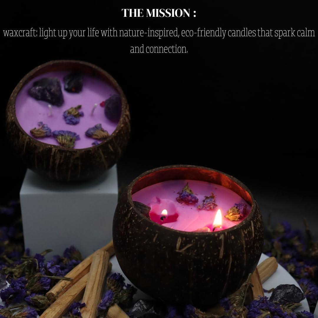 Sandalwood Rose Crystal Candle in Coconut Shell