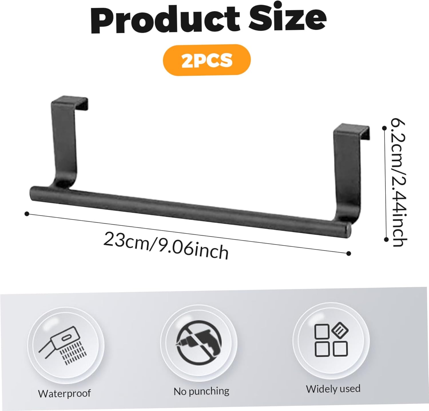 2Pcs Over Cabinet Towel Bar Stainless Steel 1
