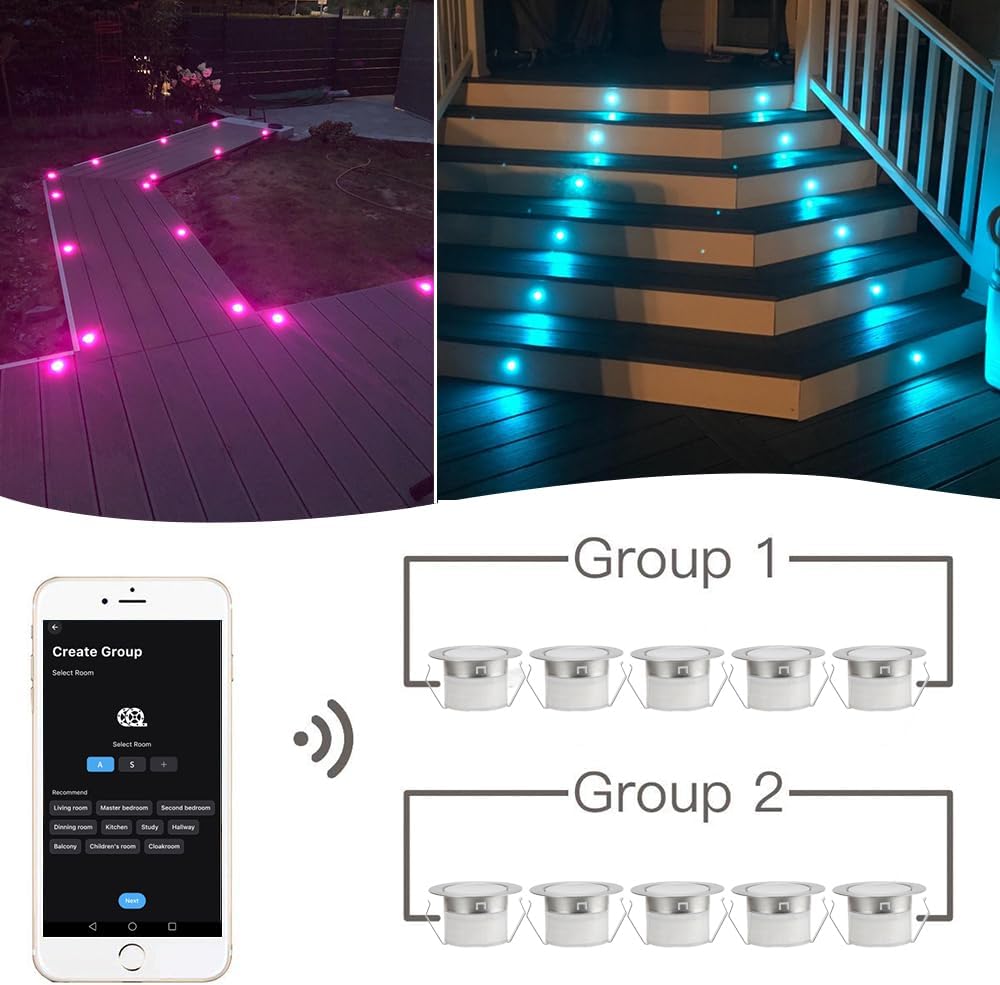 Sumaote 10 Piece LED Deck Light Kit with WiFi Control