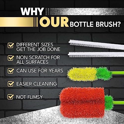 Long Bottle Brush Cleaner Set 3-in-1 and Straw Brushes