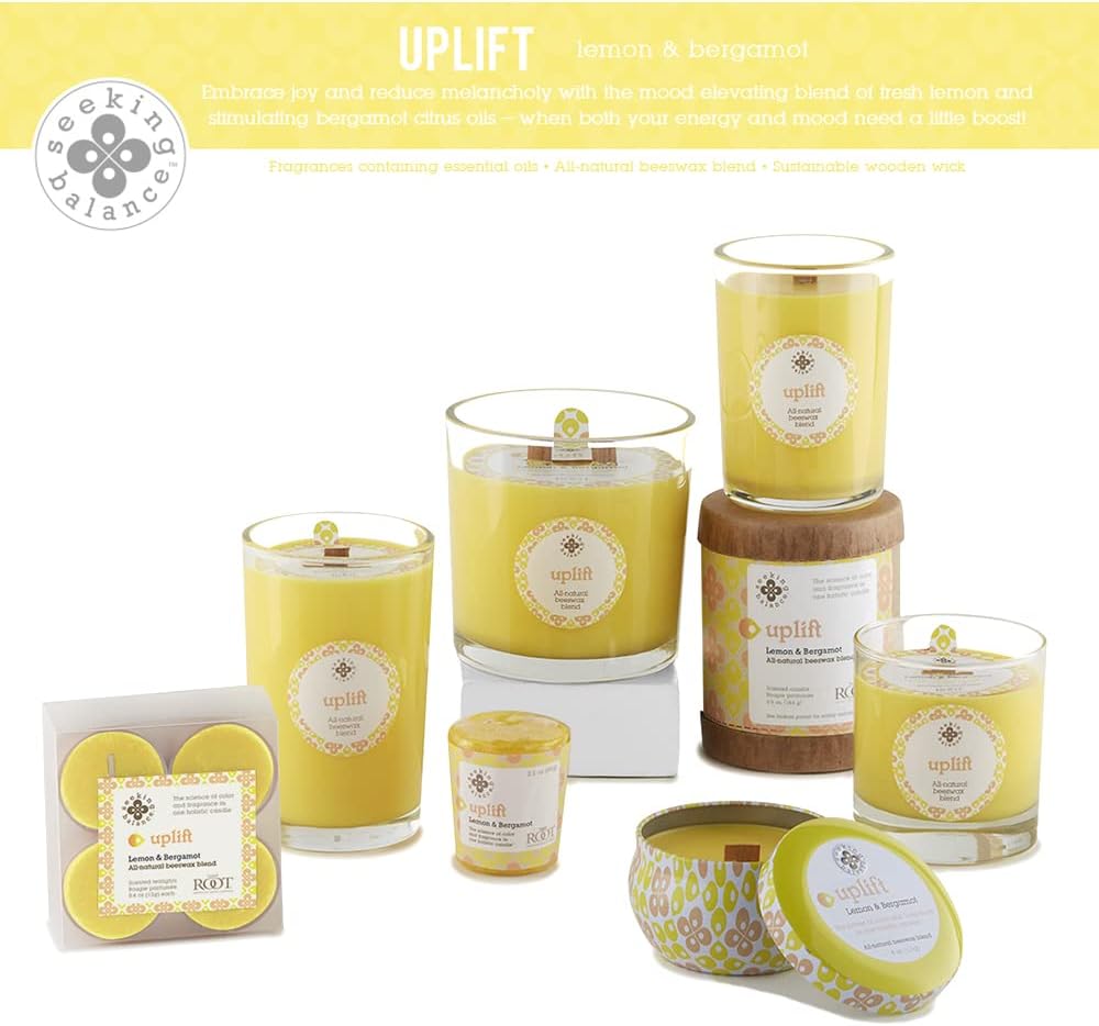 Root Candles Balance Wood Wick Aromatherapy Candle - 8 Oz Lemon Bergamot