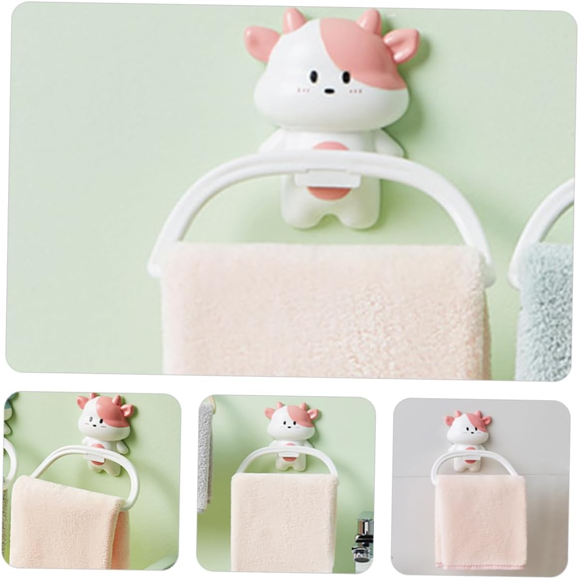 Happyyami Cartoon Cow Towel Holder Over The Door Rack 1