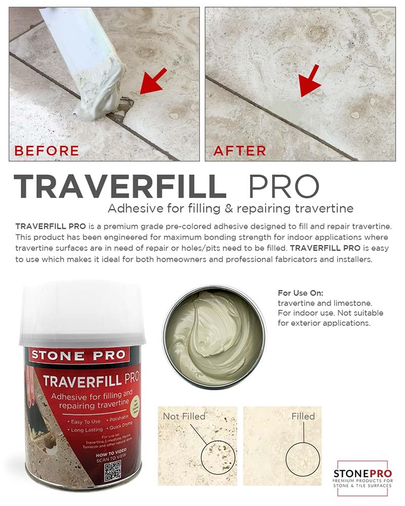 Stone Pro Traverfill Pro Adhesive for Travertine and Limestone