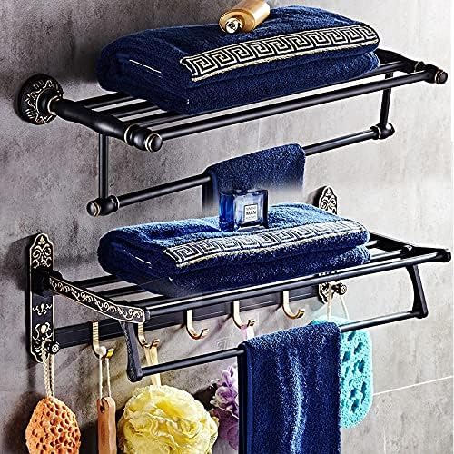 TYZK Shower Shelves Black Gold Carved Set