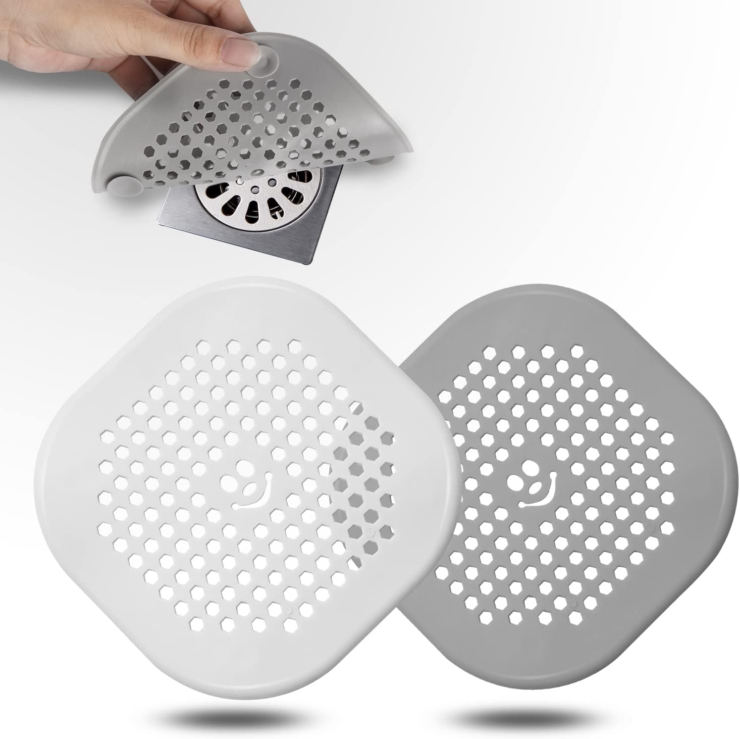 2 Pack Silicone Drain Hair Catcher for Shower and Kitchen