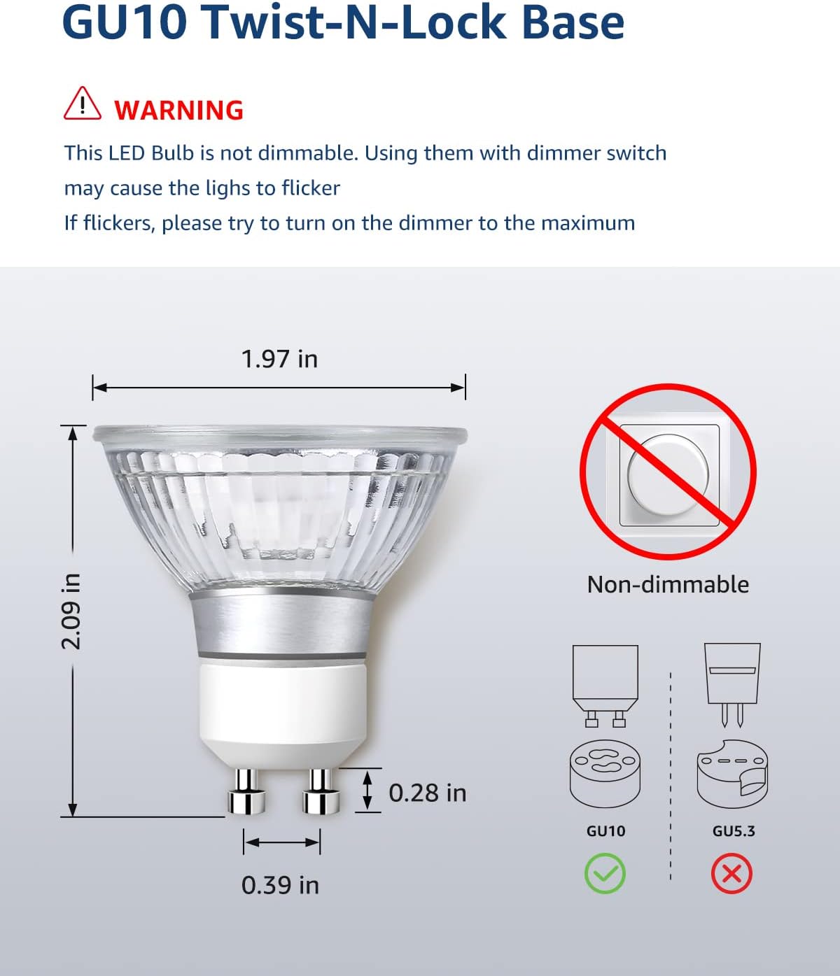 Lepro GU10 LED Bulbs Non Dimmable 6 Pack 5000K Daylight