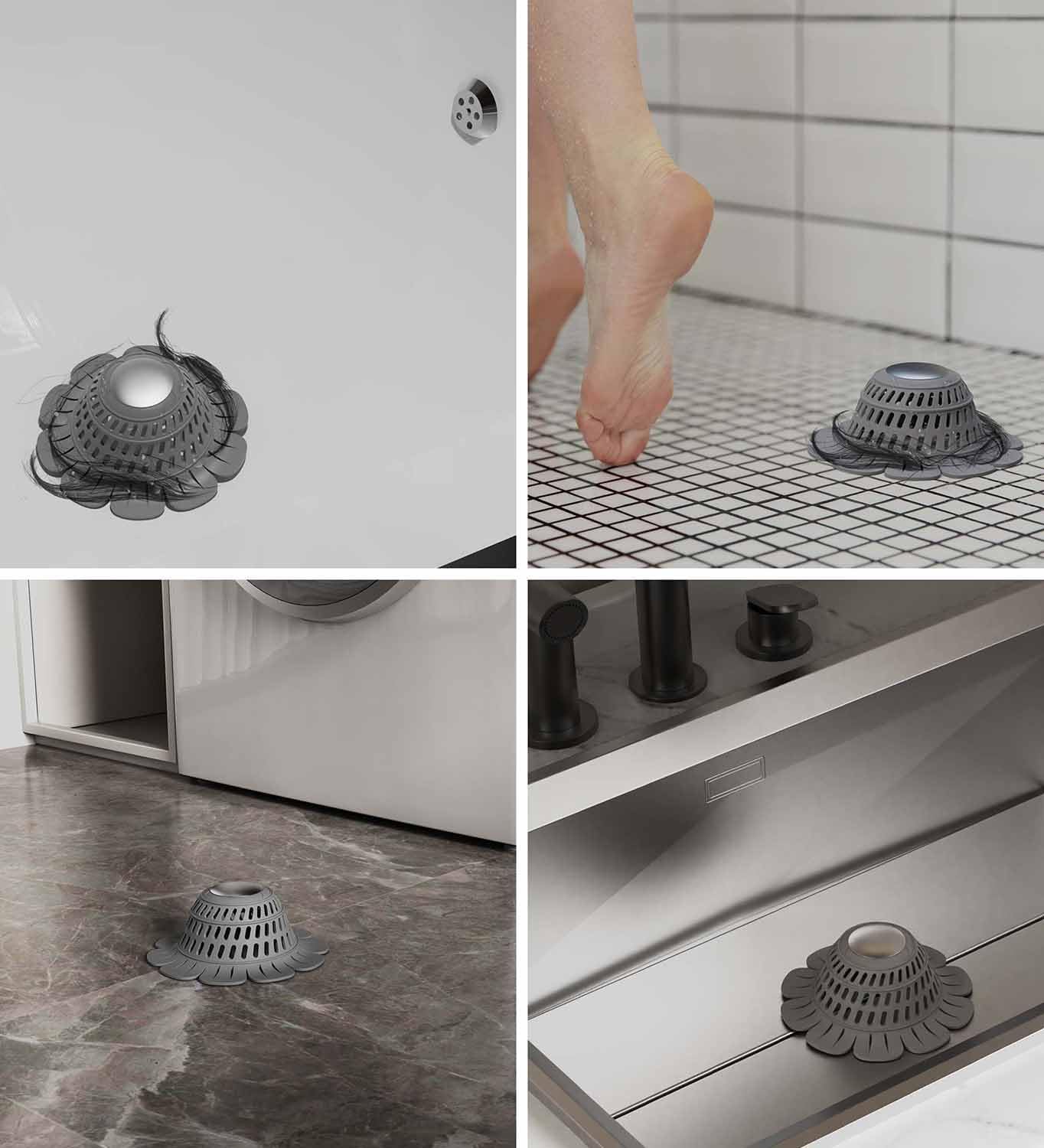 TAPPOP Drain Hair Catcher 2 Pack - Foldable for Shower and Bathtub
