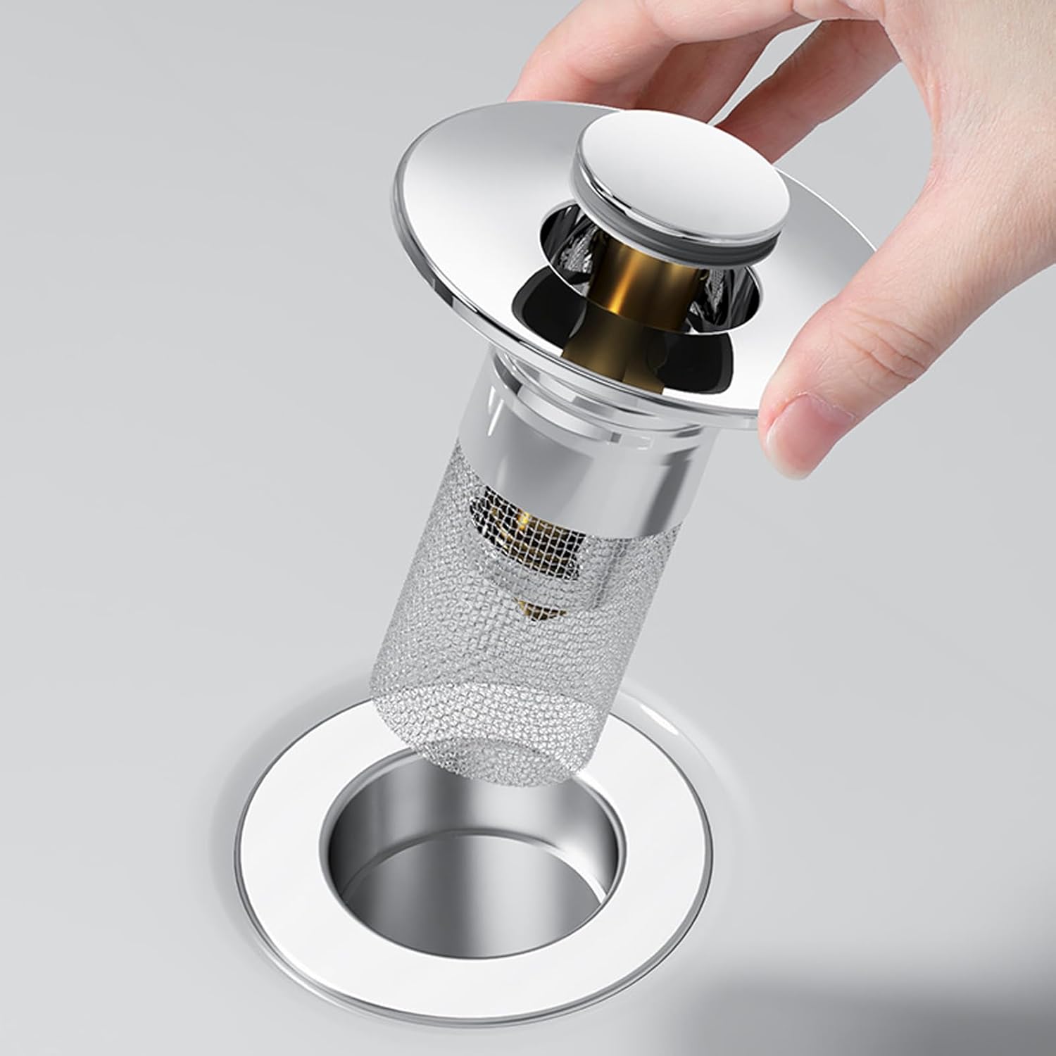 Usofrint Pop Up Sink Stopper Universal Stainless Steel Drain Strainer 1