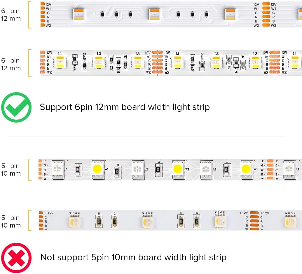 BTF-LIGHTING SMD 6 Pin 12mm LED Strip Connector Kit