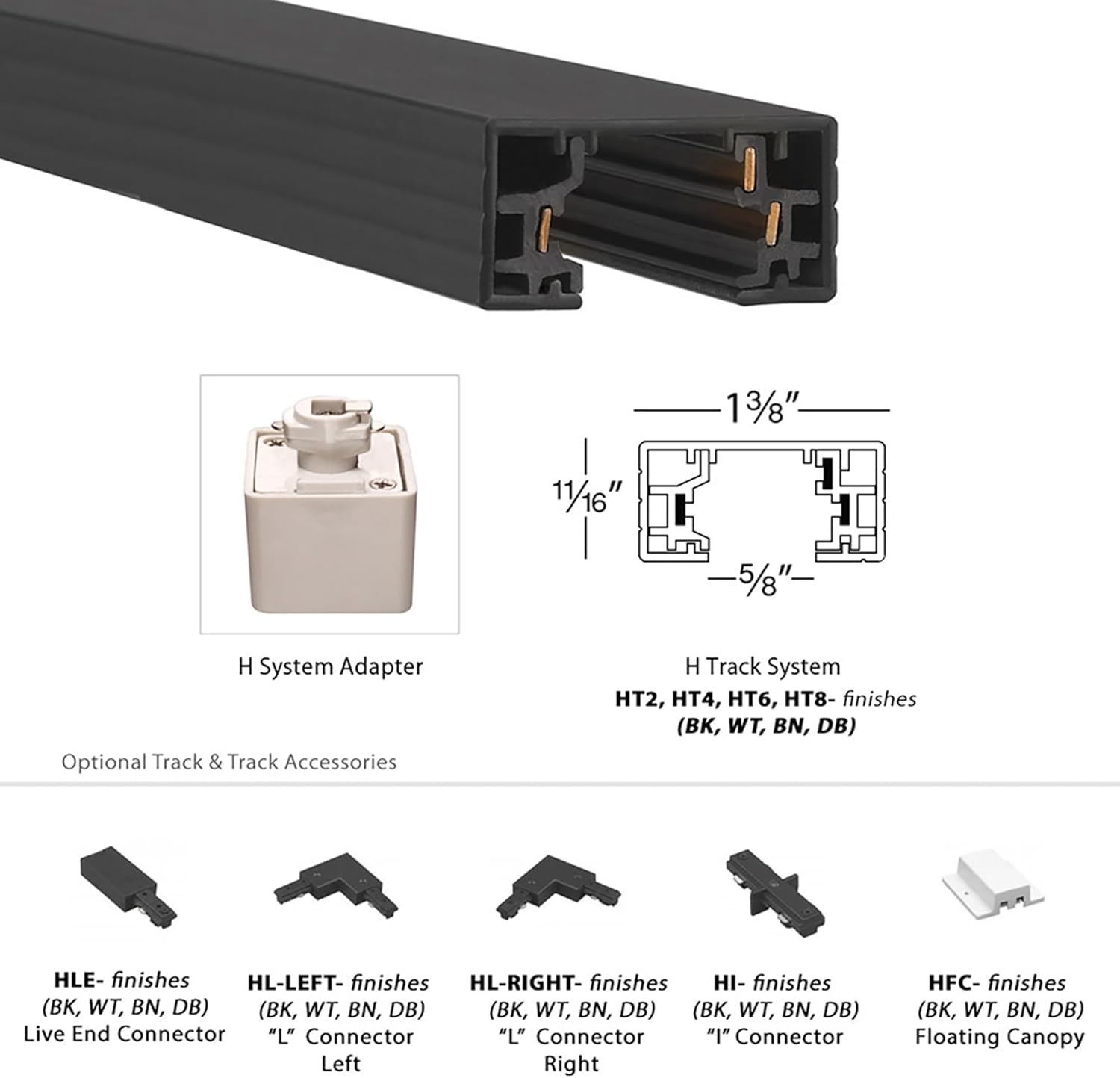 WAC Lighting H Track Live End Power Connector Black