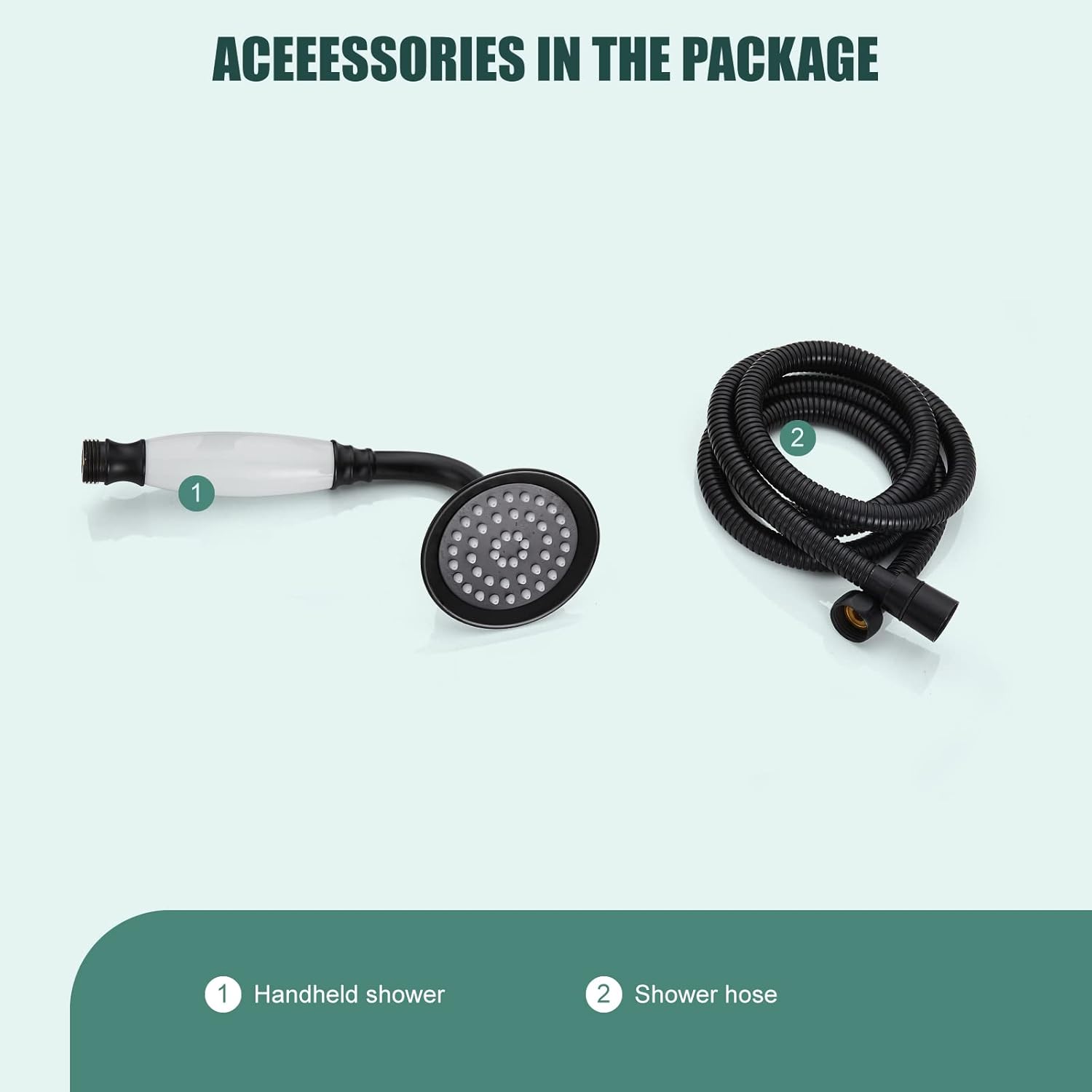 Heyalan Handheld Sprayer Matte Black Brass Showerhead