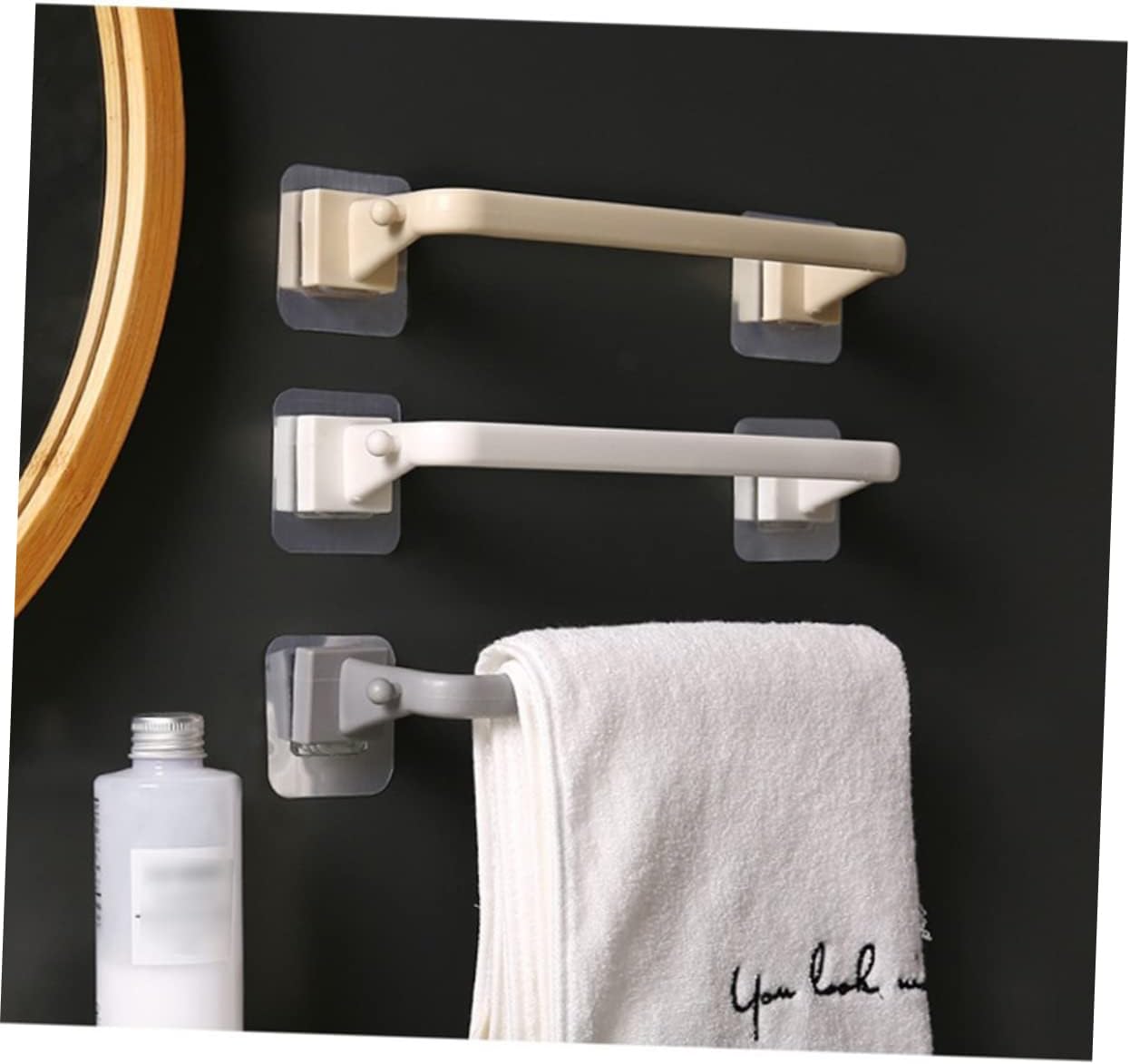 STOBOK 2Pcs Plastic Towel Bar Set Durable Space Saving Bathroom Holder