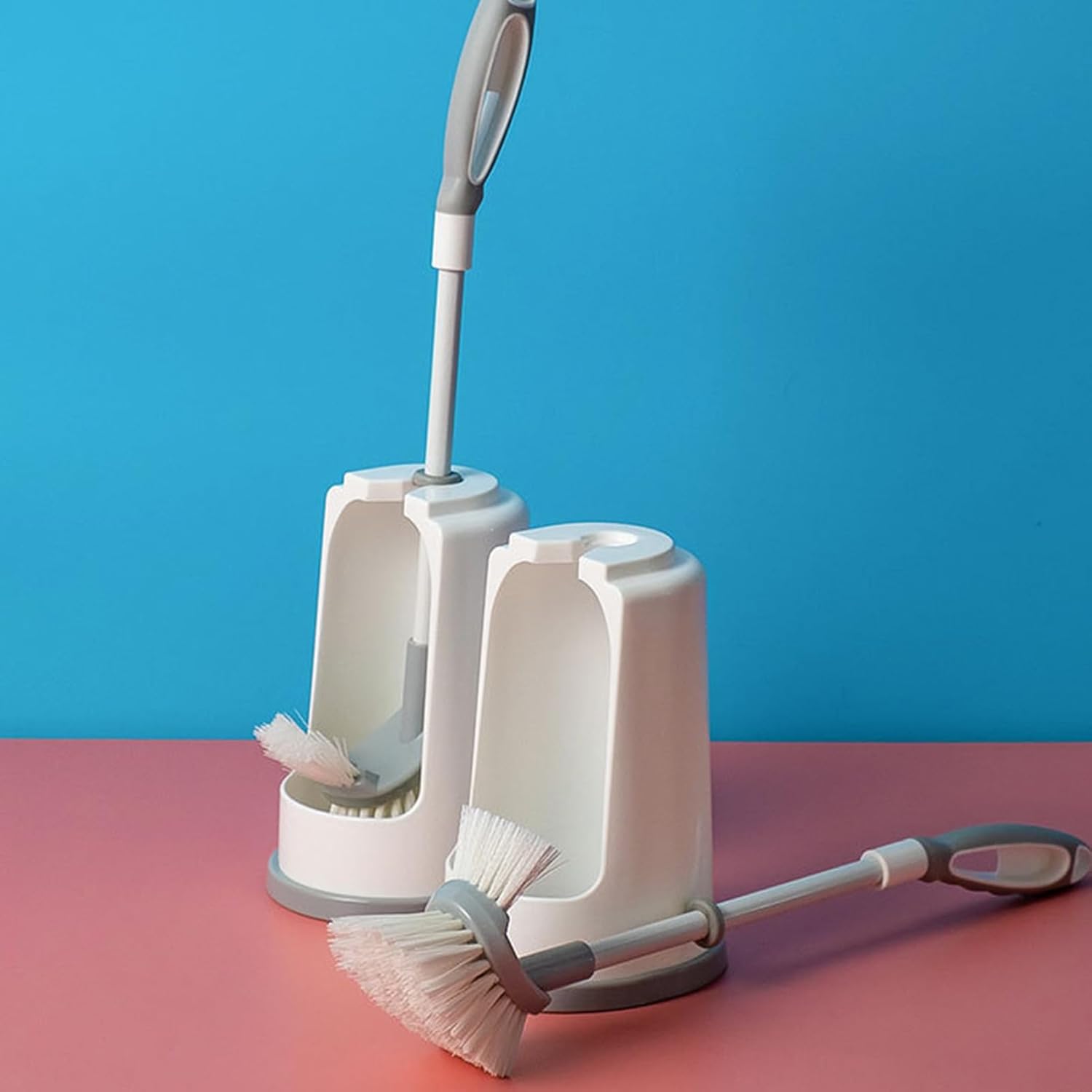 AYKHDS Toilet Brush with Holder Long Handle Tiles Stain Remover Space Saving Design