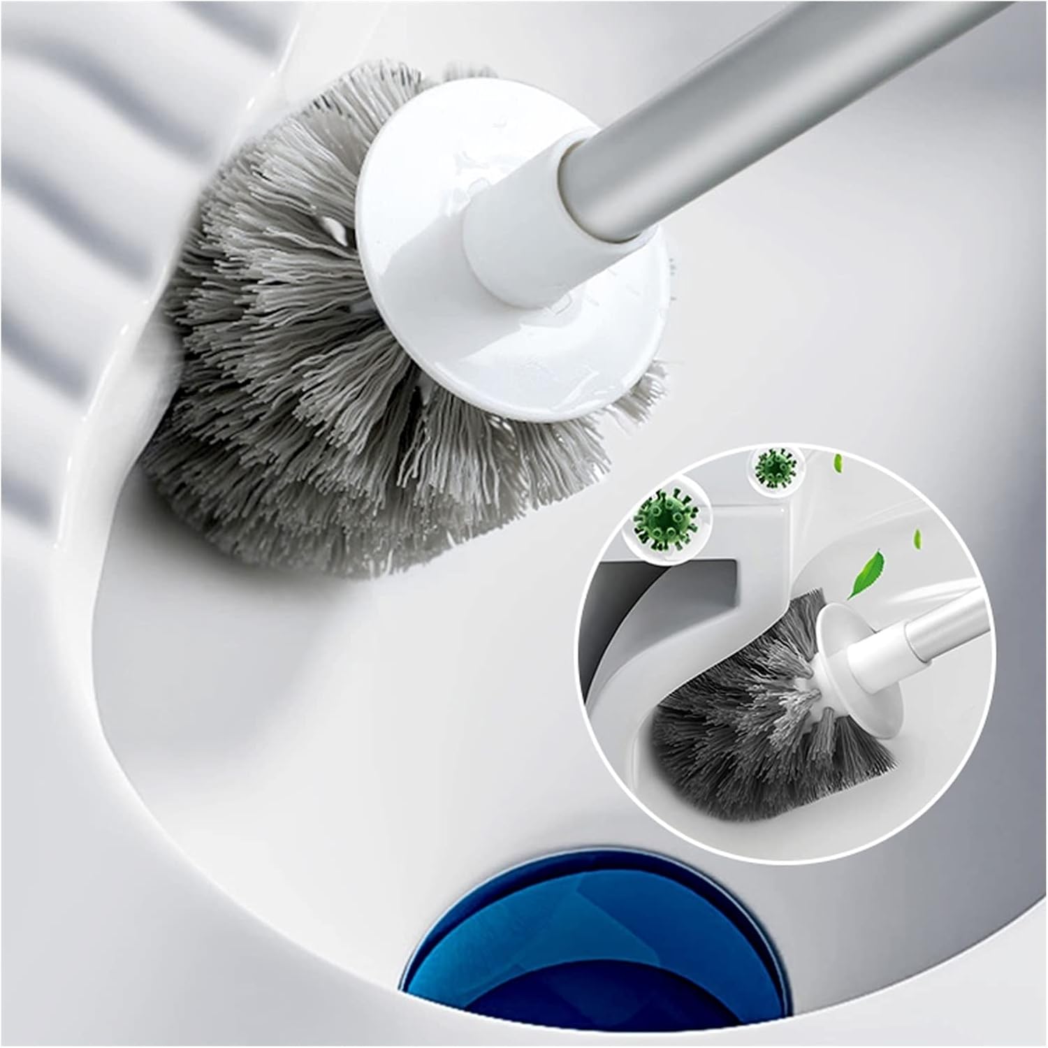 KIZQYN Toilet Brush Set with Soft Hair and Long Handle