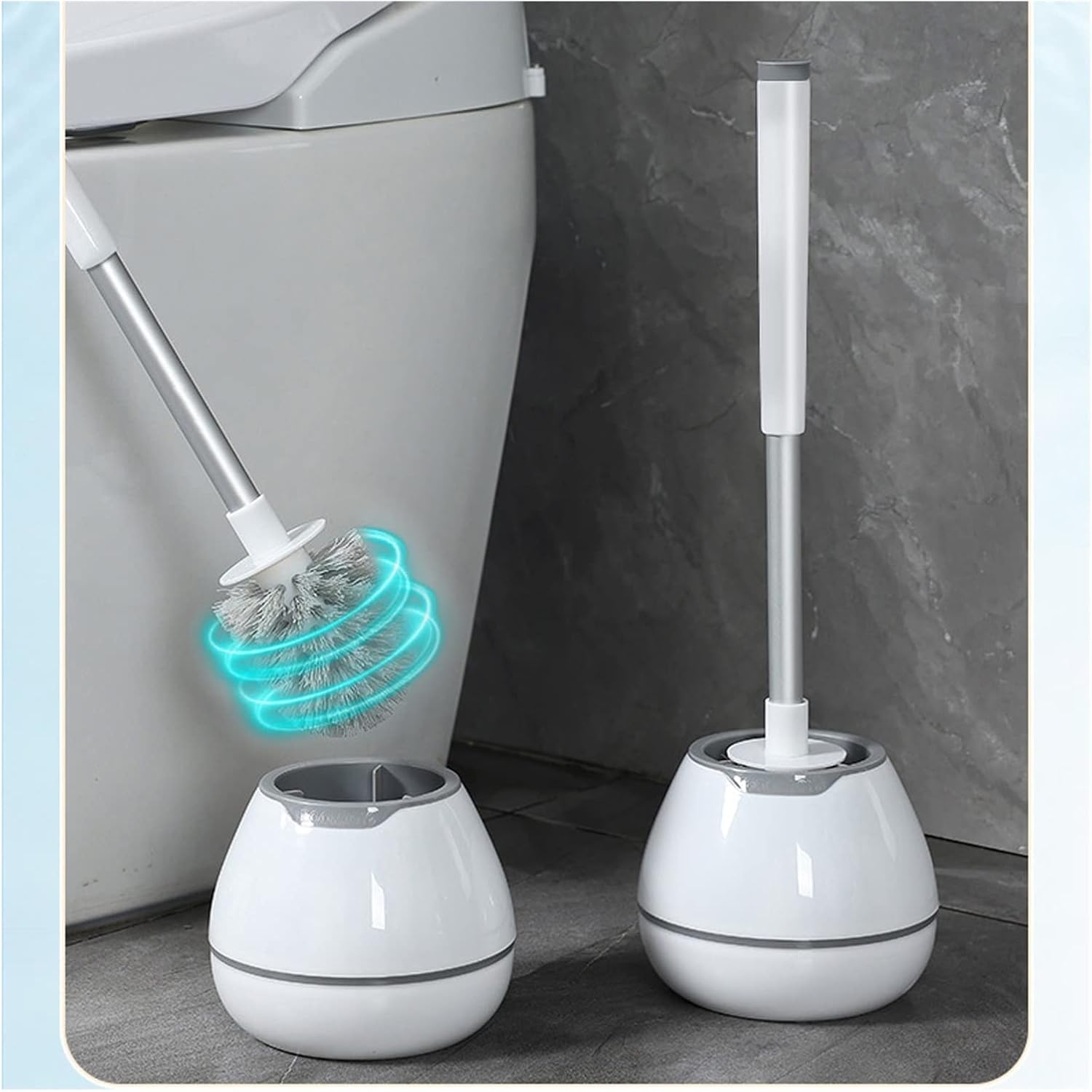 KIZQYN Toilet Brush Set with Soft Hair and Long Handle