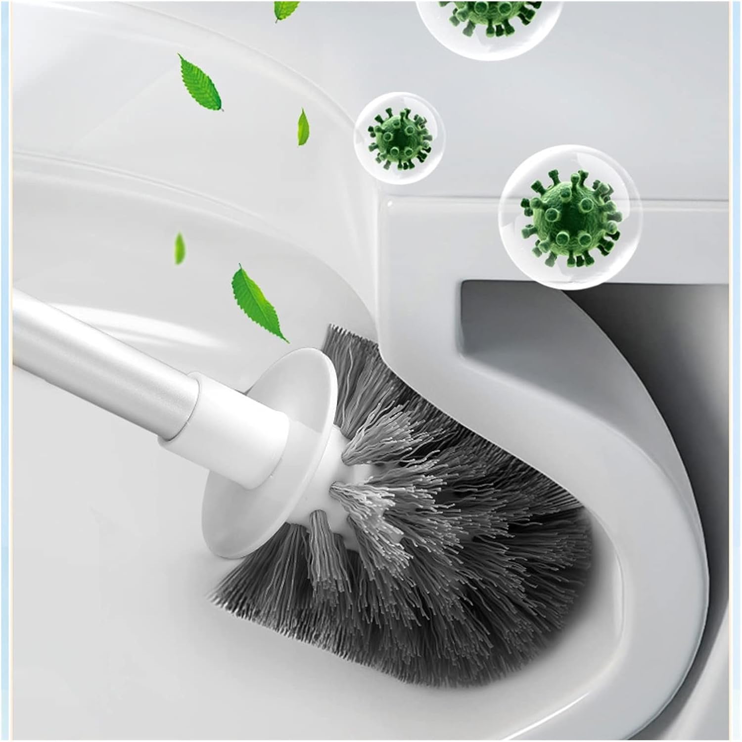 KIZQYN Toilet Brush Set with Soft Hair and Long Handle