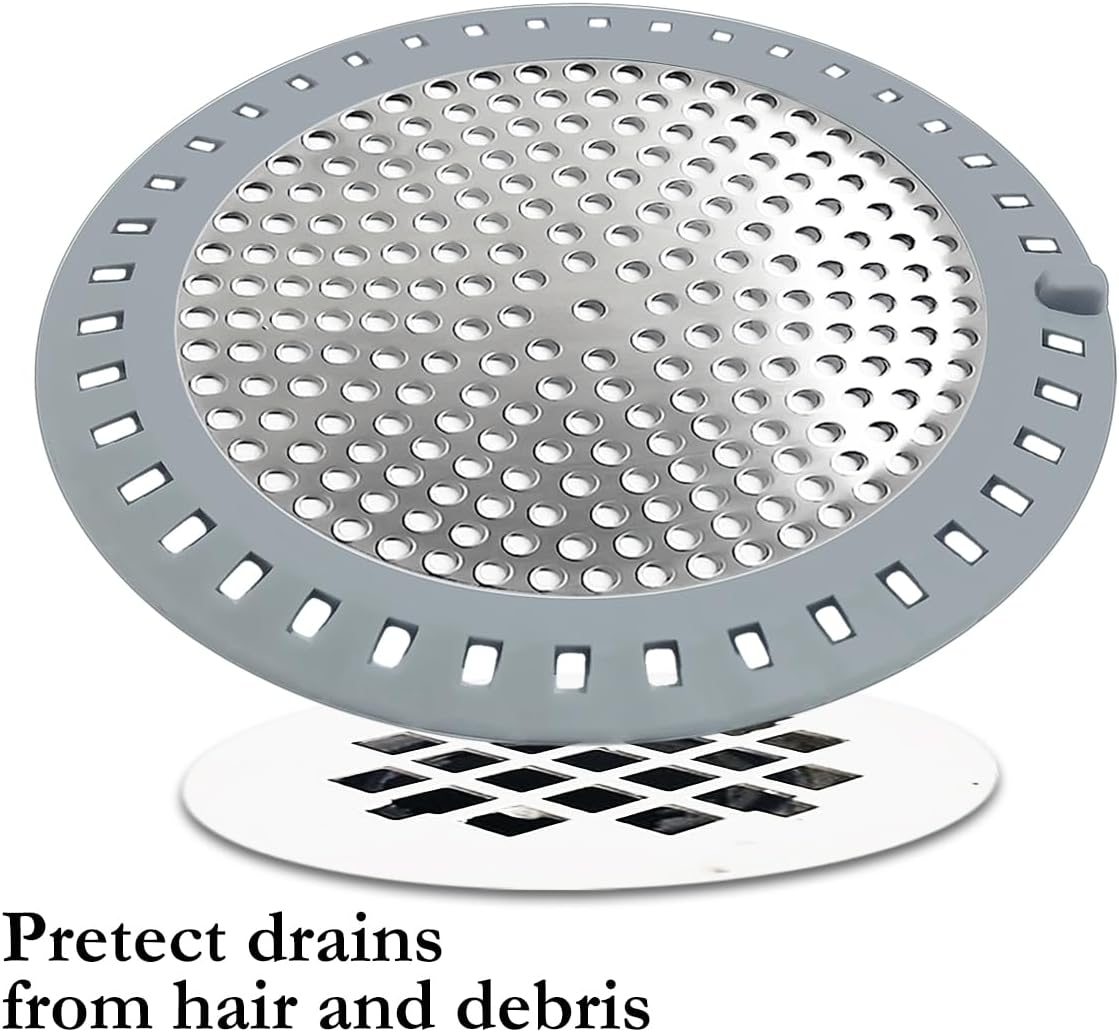 Huntonry Drain Hair Catcher 304 Stainless Steel with Silicone Edge
