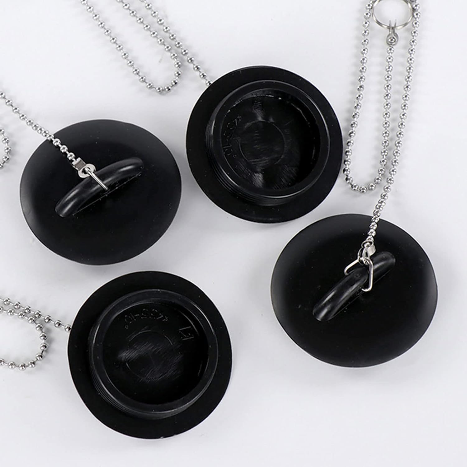 Bathroom Sink Drain Stopper with Chain Rubber Plug 1