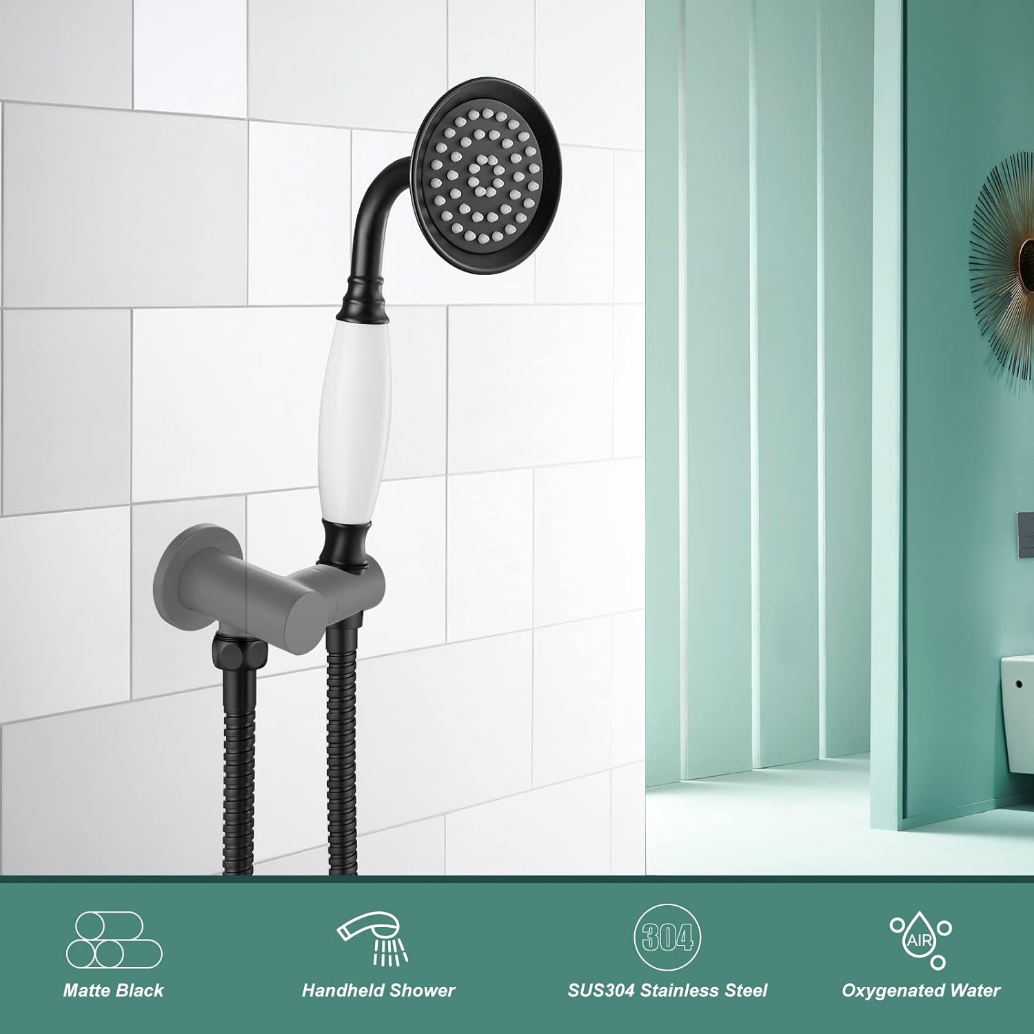 Heyalan Handheld Sprayer Matte Black Brass Showerhead