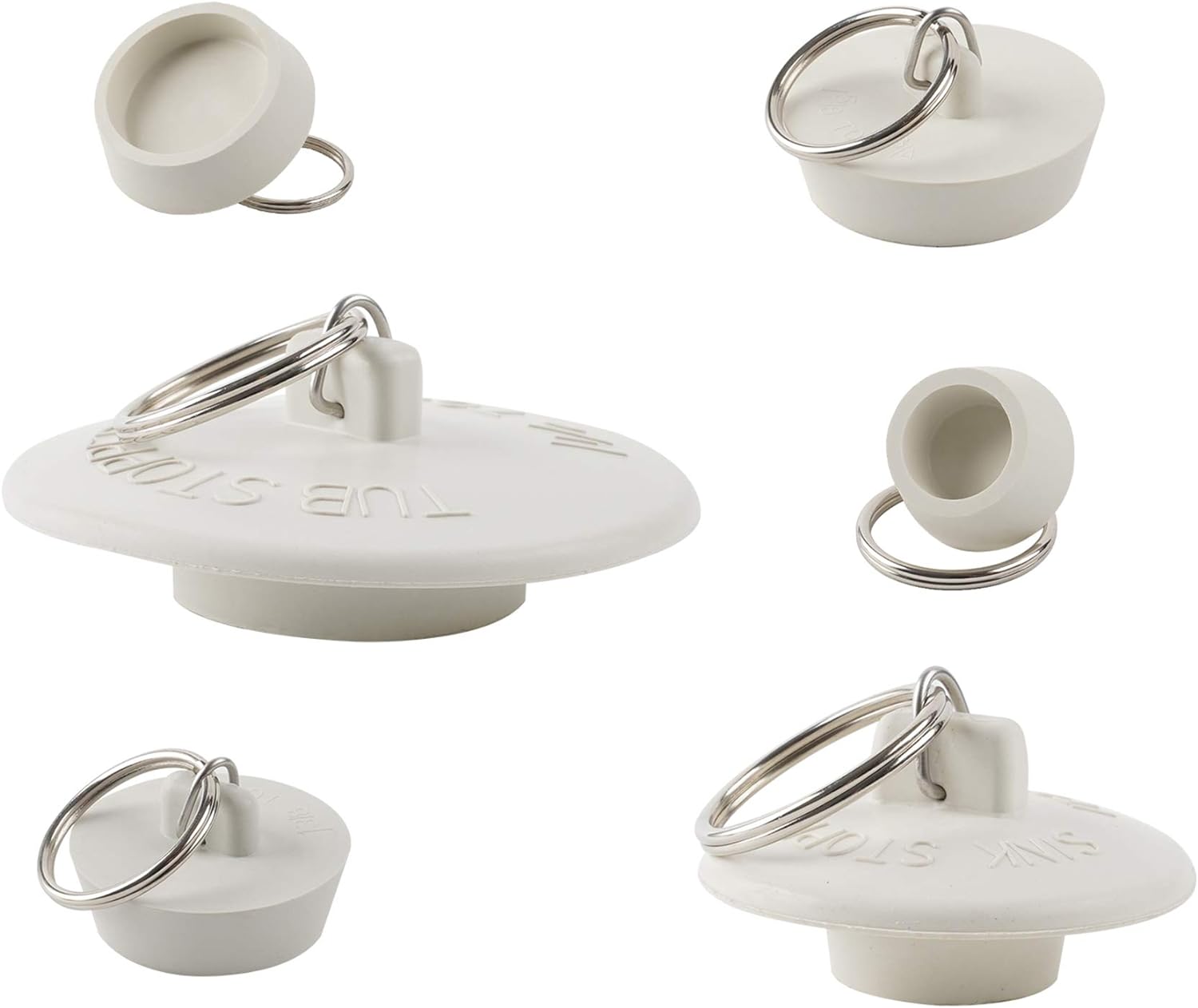 Hibbent 6-Piece Drain Stopper Set White 1