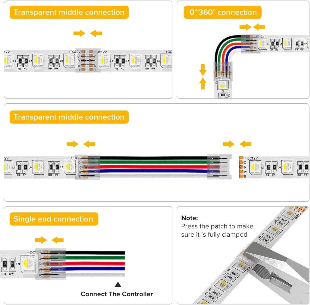 BTF-LIGHTING SMD 5 Pin 12mm Transparent Connector Kit